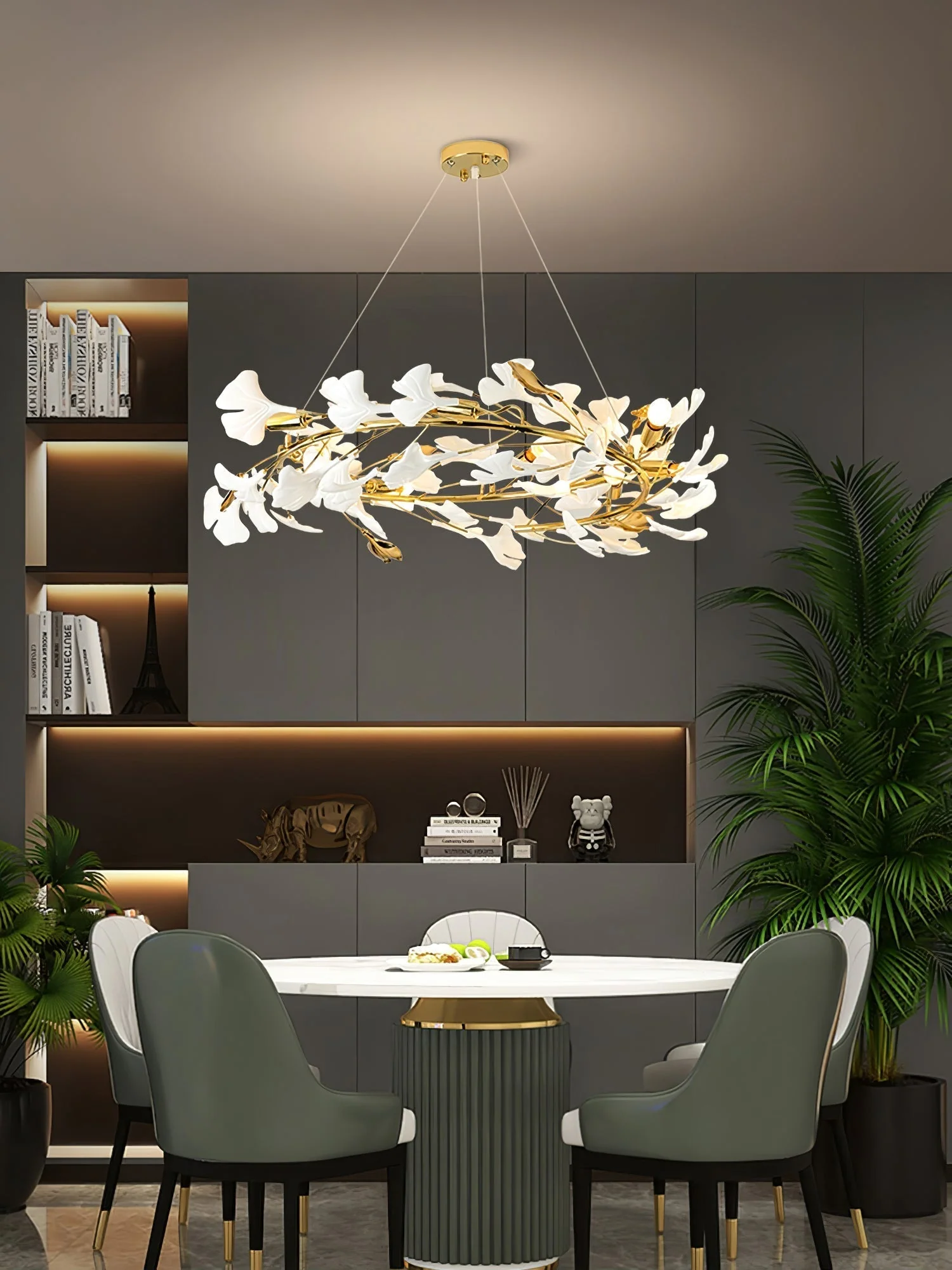 Olivia Ceramic Gingko Chandelier Luxury Hotel Staircase - Image 42