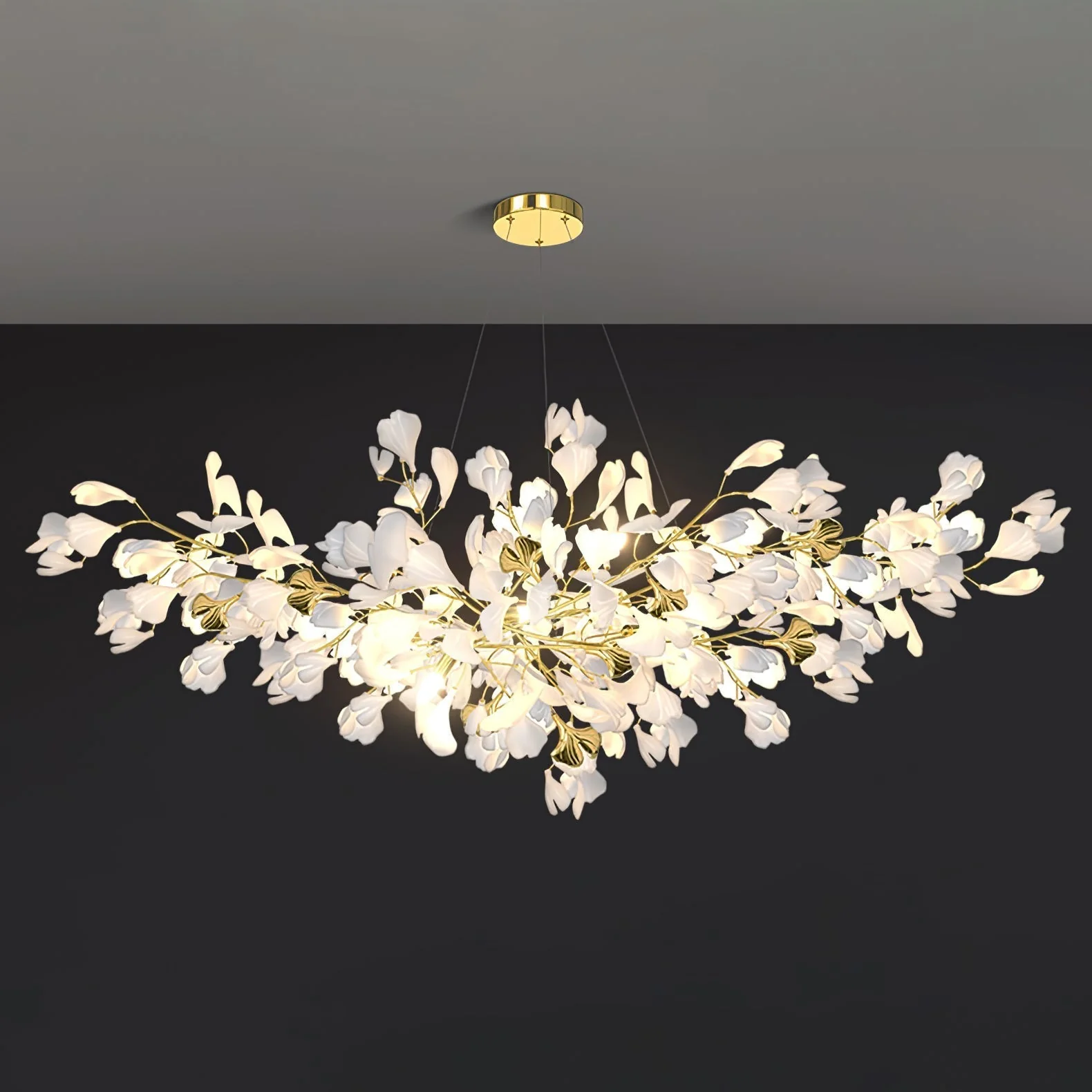 Olivia Ceramic Gingko Chandelier Luxury Hotel Staircase - Image 43