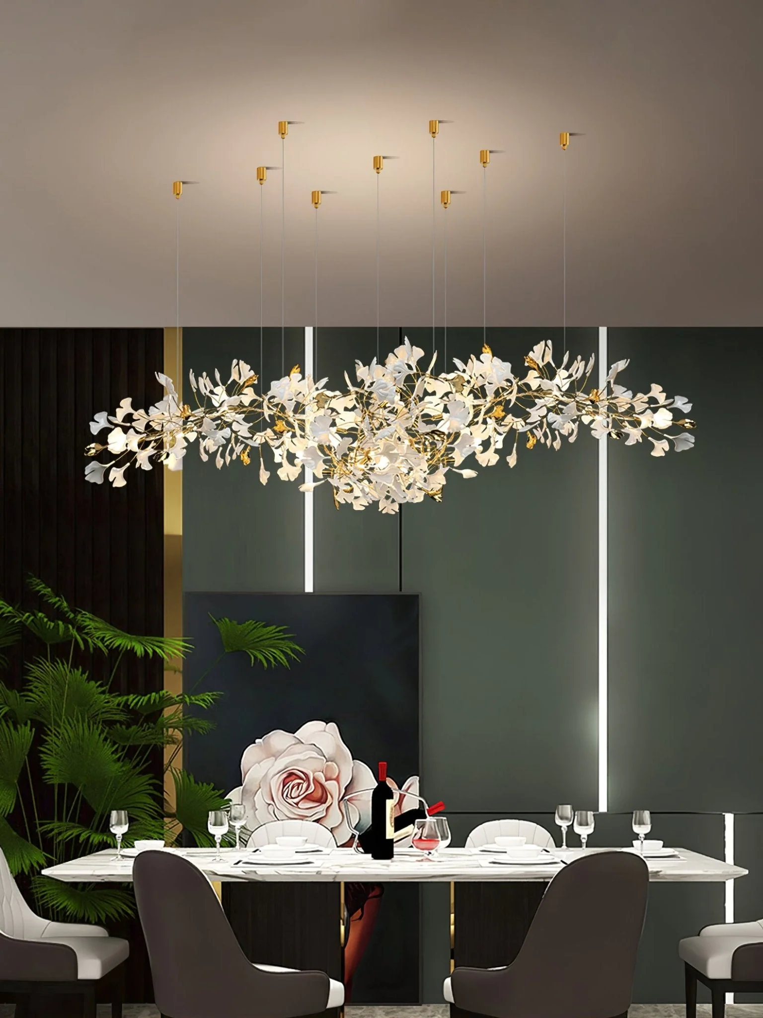 Olivia Ceramic Gingko Chandelier Luxury Hotel Staircase - Image 52