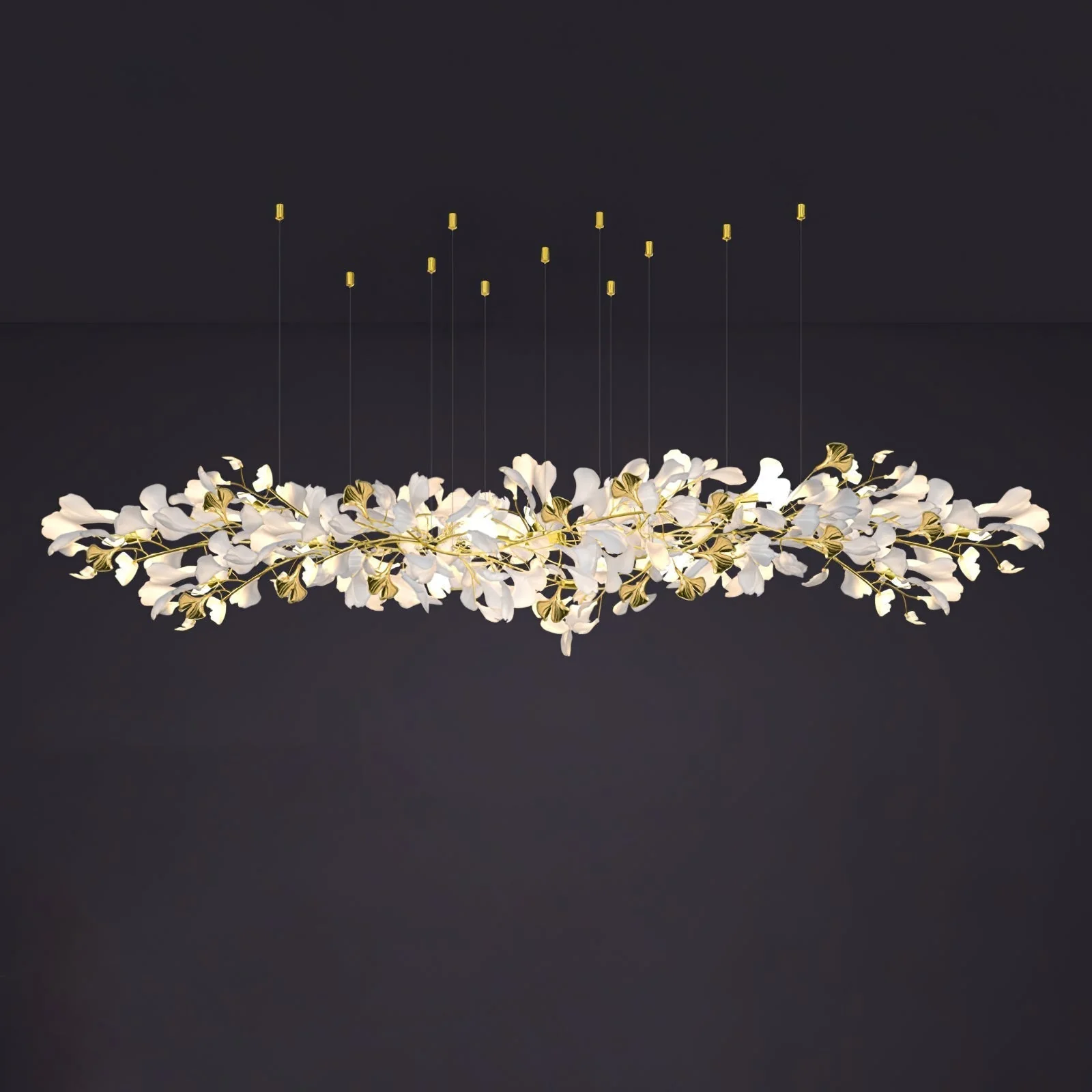 Olivia Ceramic Gingko Chandelier Luxury Hotel Staircase - Image 56