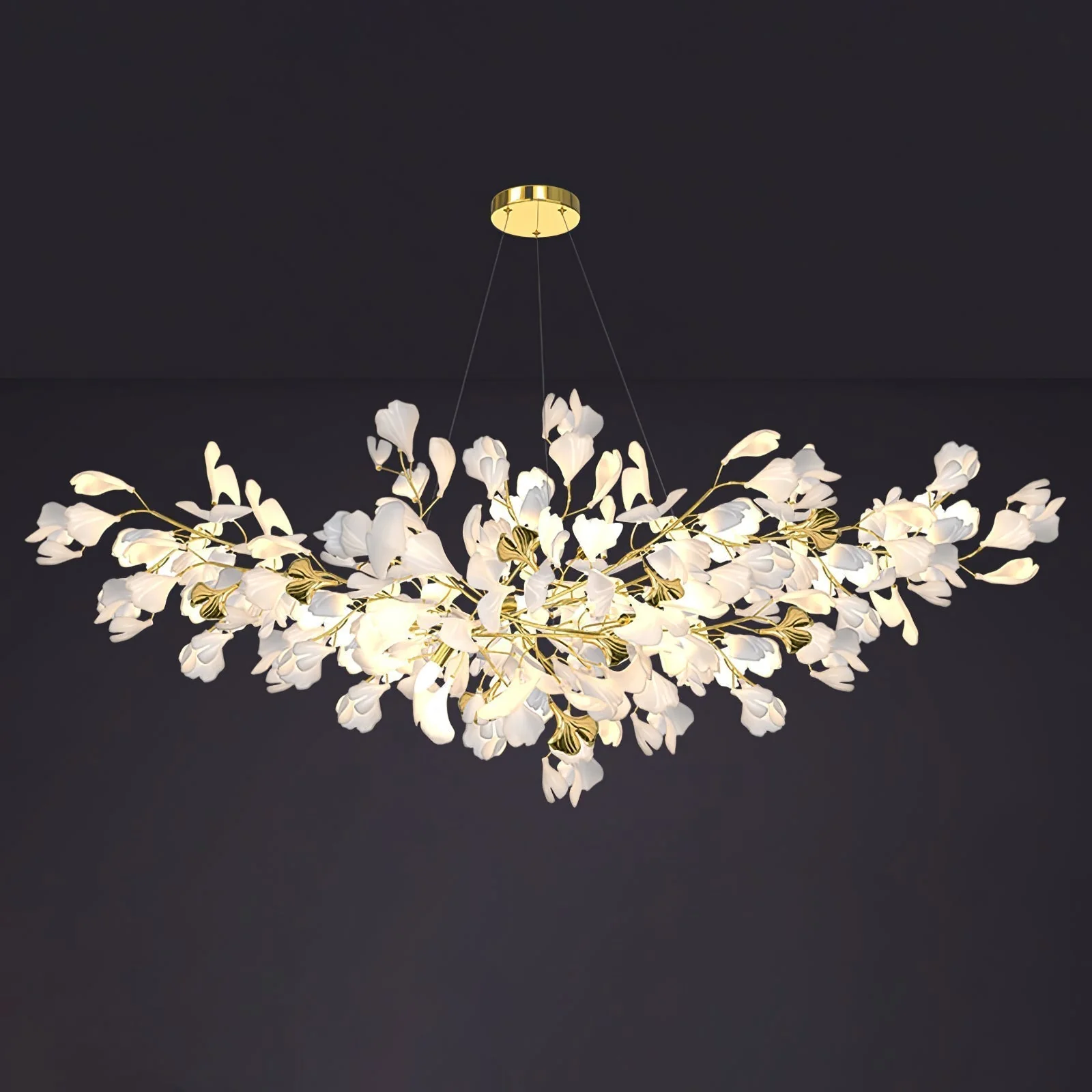 Olivia Ceramic Gingko Chandelier Luxury Hotel Staircase - Image 58