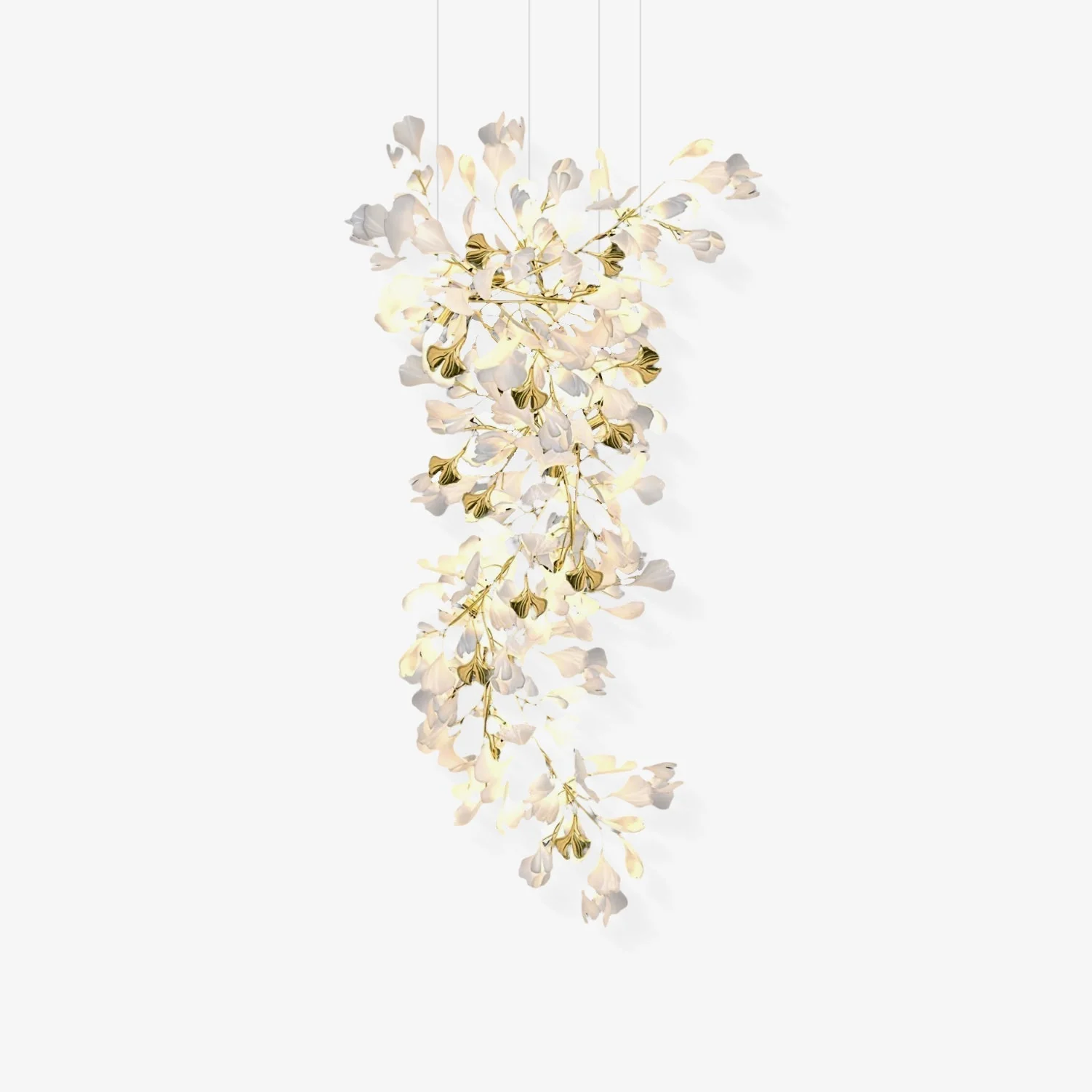 Olivia Ceramic Gingko Chandelier Luxury Hotel Staircase - Image 61