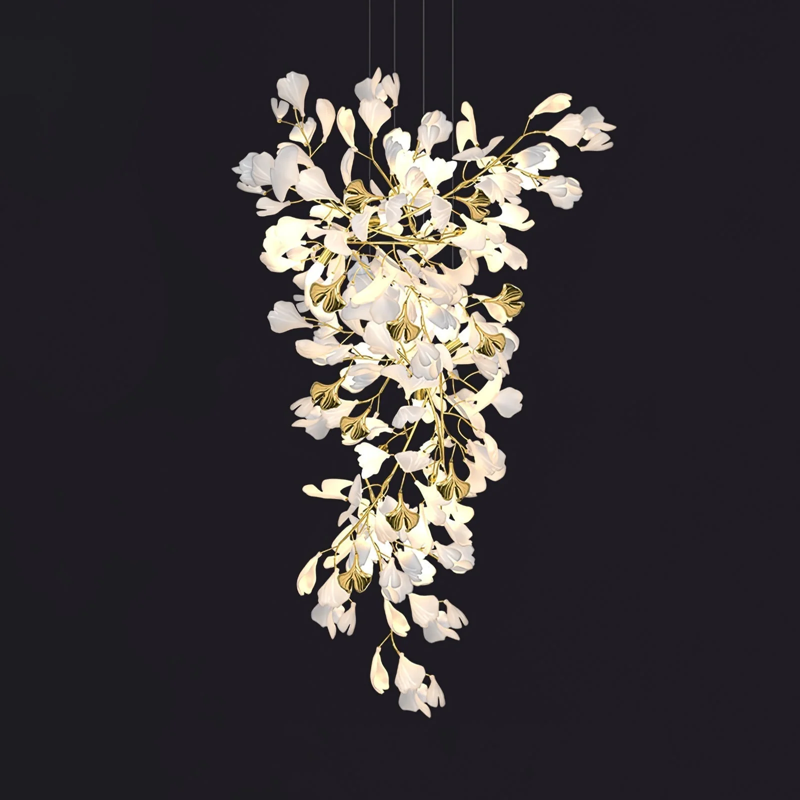 Olivia Ceramic Gingko Chandelier Luxury Hotel Staircase - Image 62
