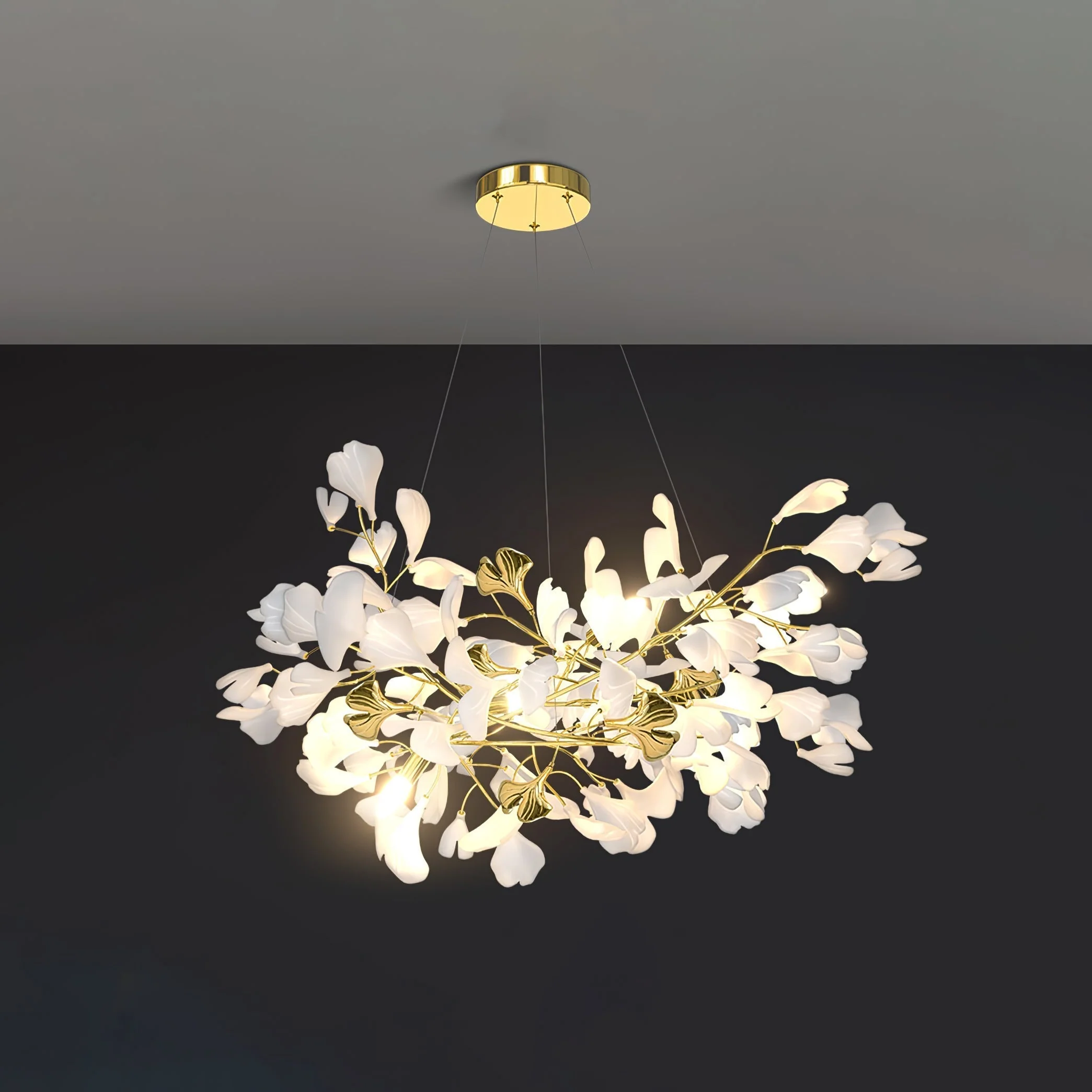 Olivia Ceramic Gingko Chandelier Luxury Hotel Staircase - Image 66