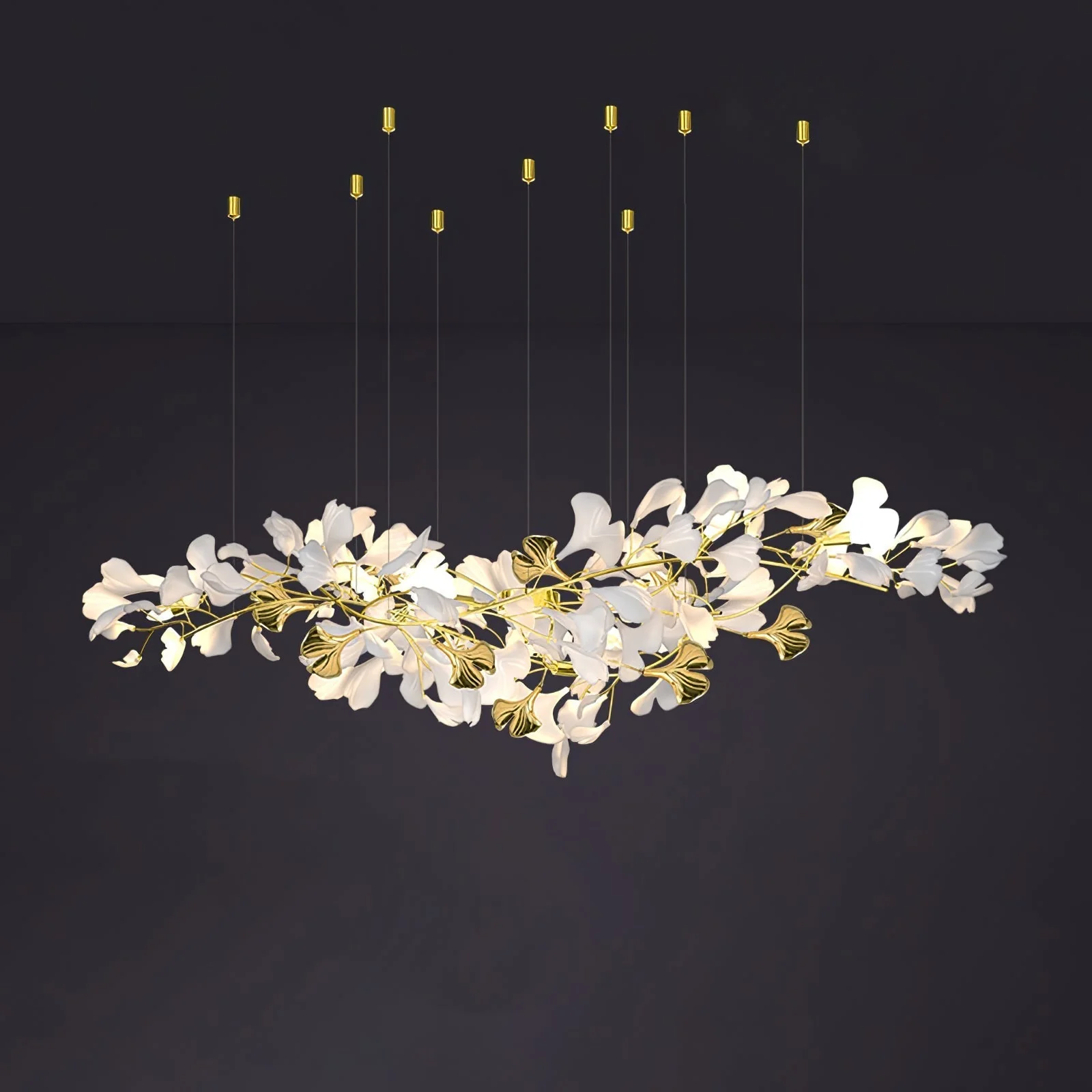 Olivia Ceramic Gingko Chandelier Luxury Hotel Staircase - Image 67