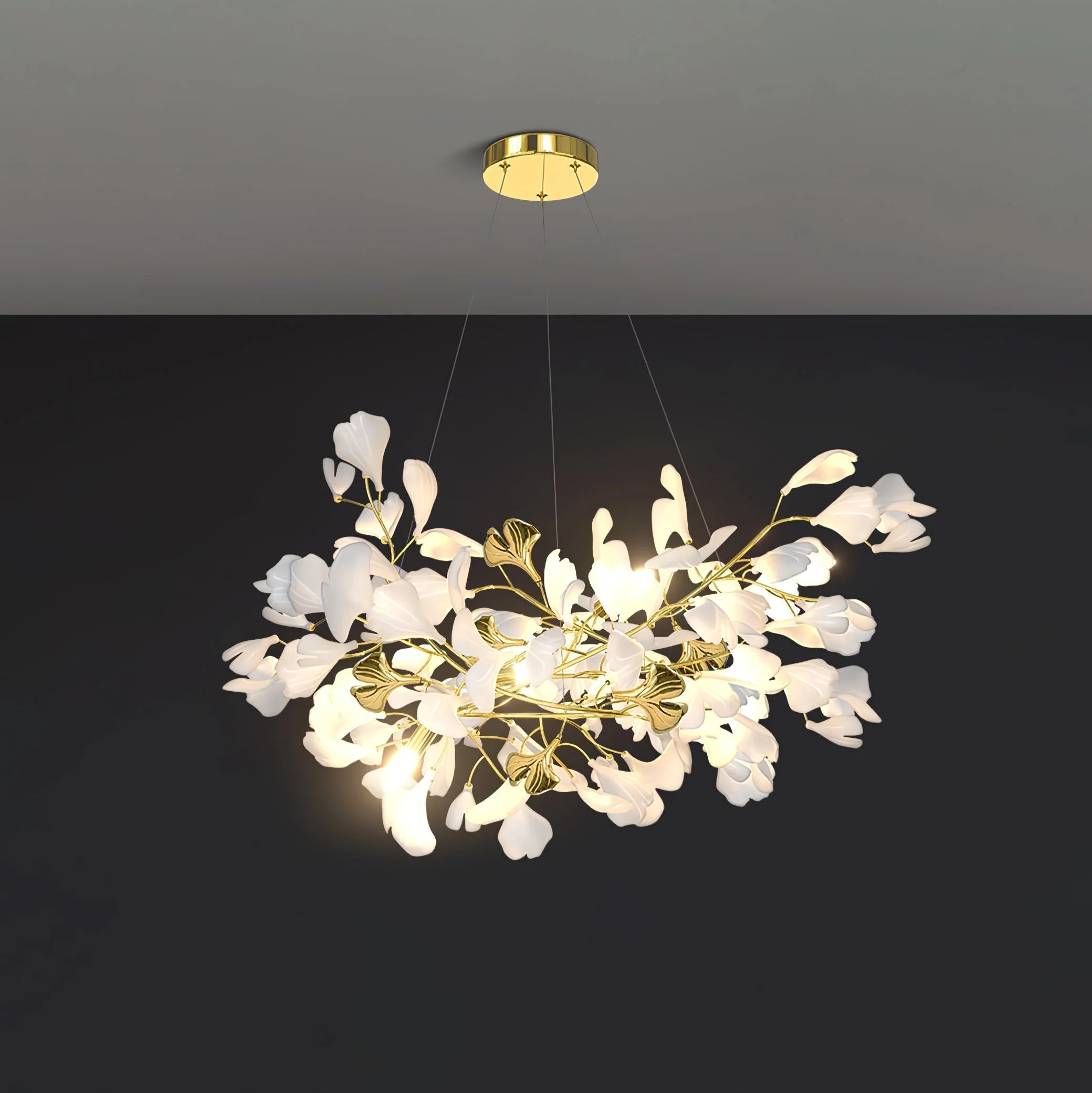 Olivia Ceramic Gingko Chandelier Luxury Hotel Staircase - Image 68