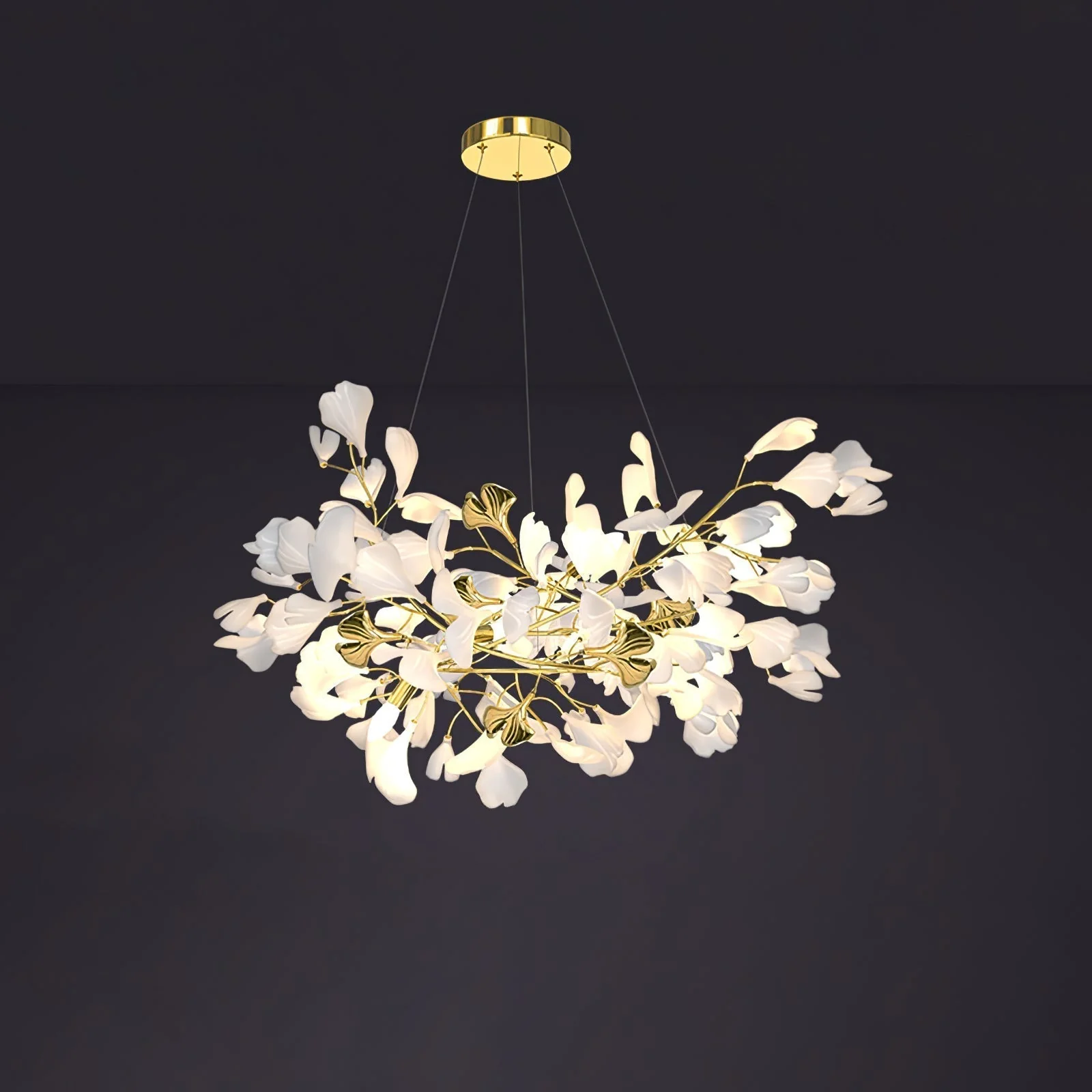 Olivia Ceramic Gingko Chandelier Luxury Hotel Staircase - Image 70