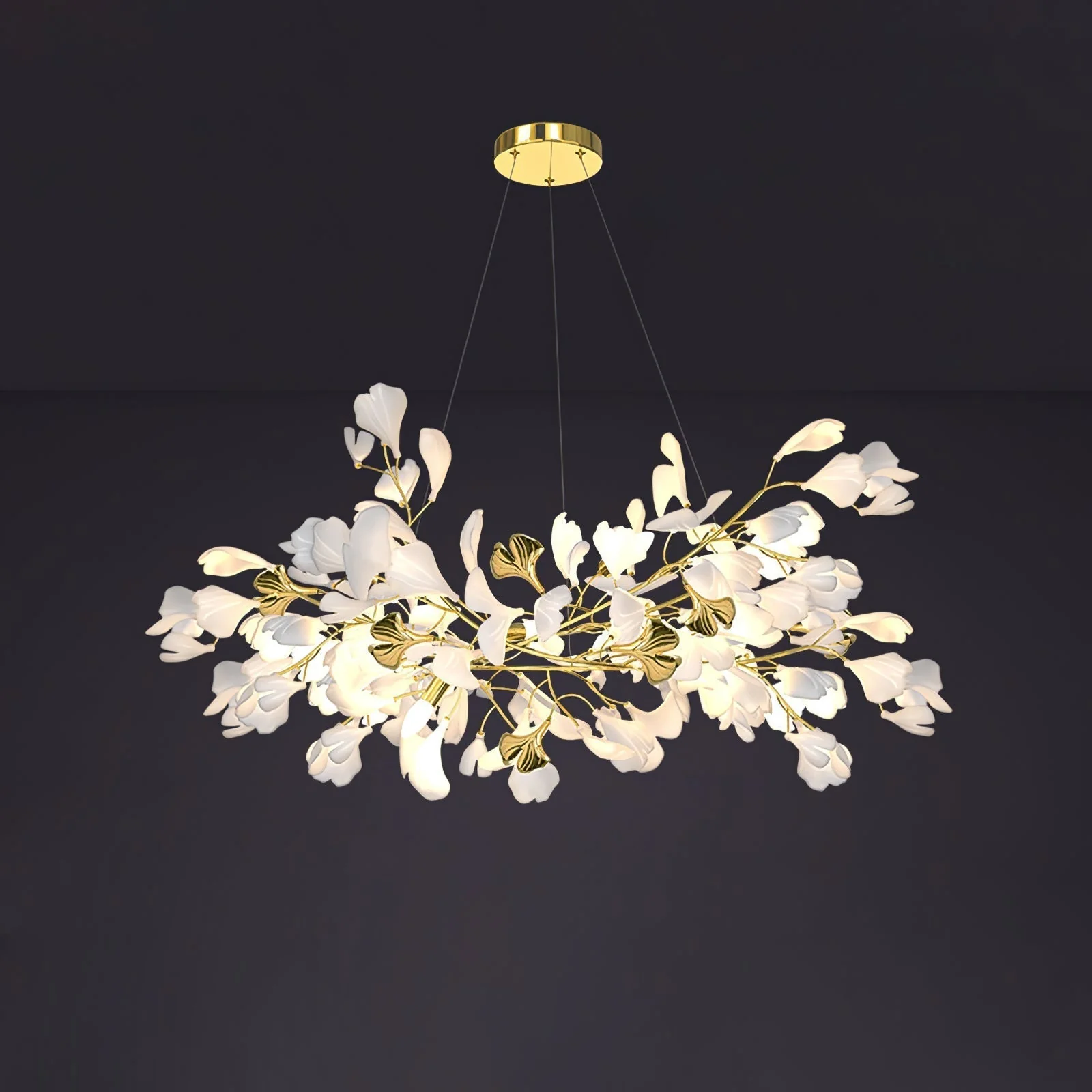 Olivia Ceramic Gingko Chandelier Luxury Hotel Staircase - Image 71