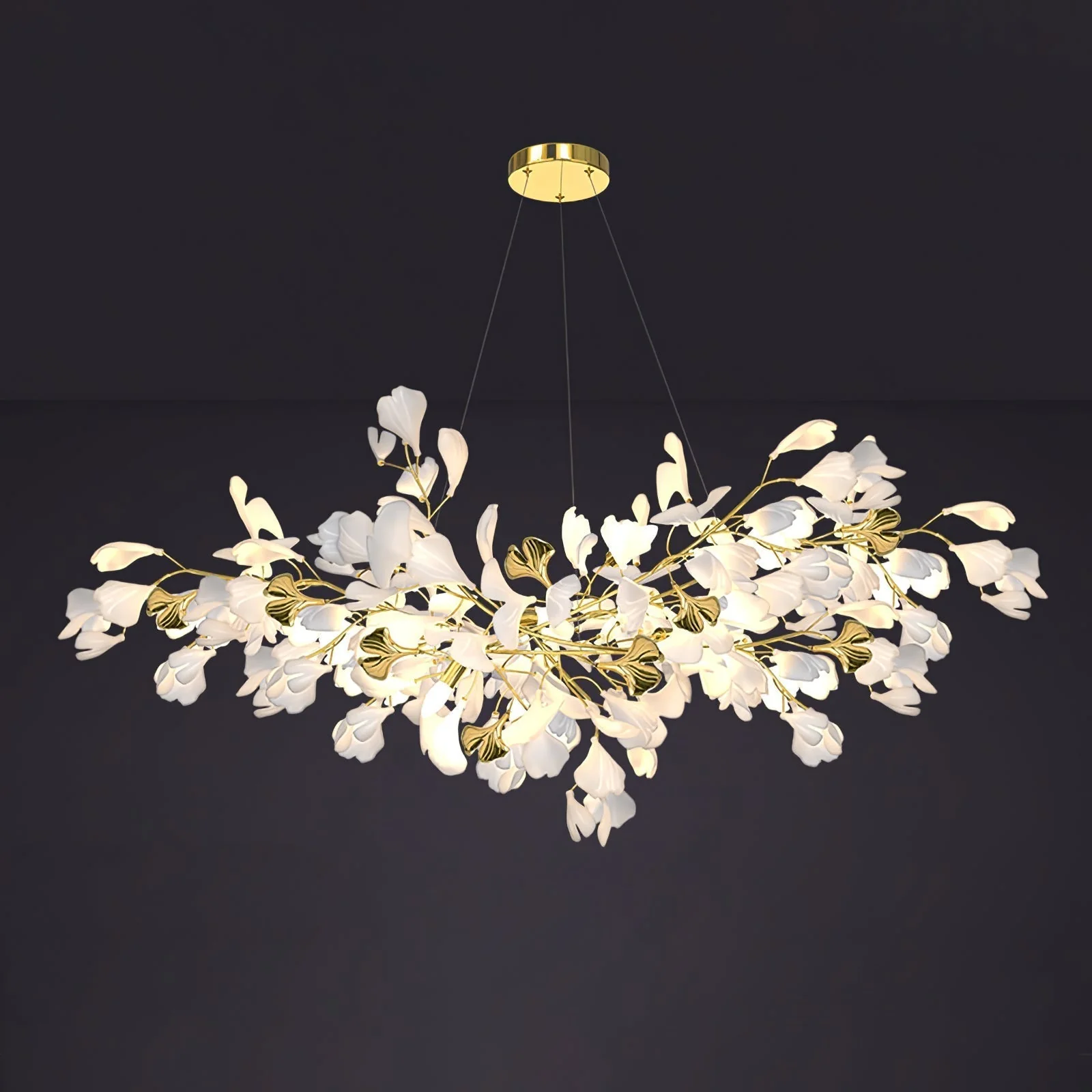 Olivia Ceramic Gingko Chandelier Luxury Hotel Staircase - Image 72