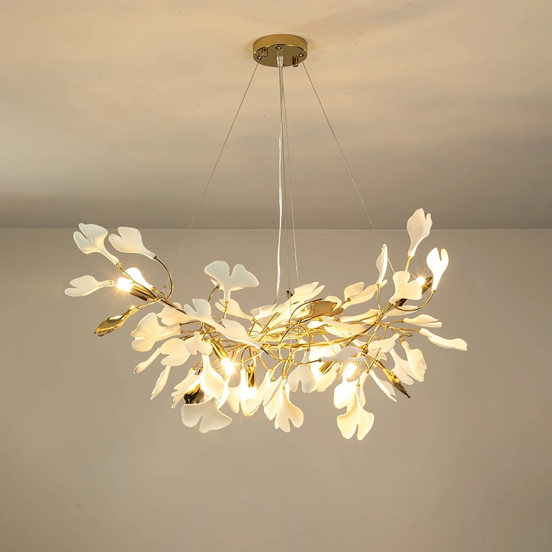 Olivia Ceramic Gingko Chandelier Luxury Hotel Staircase - Image 76