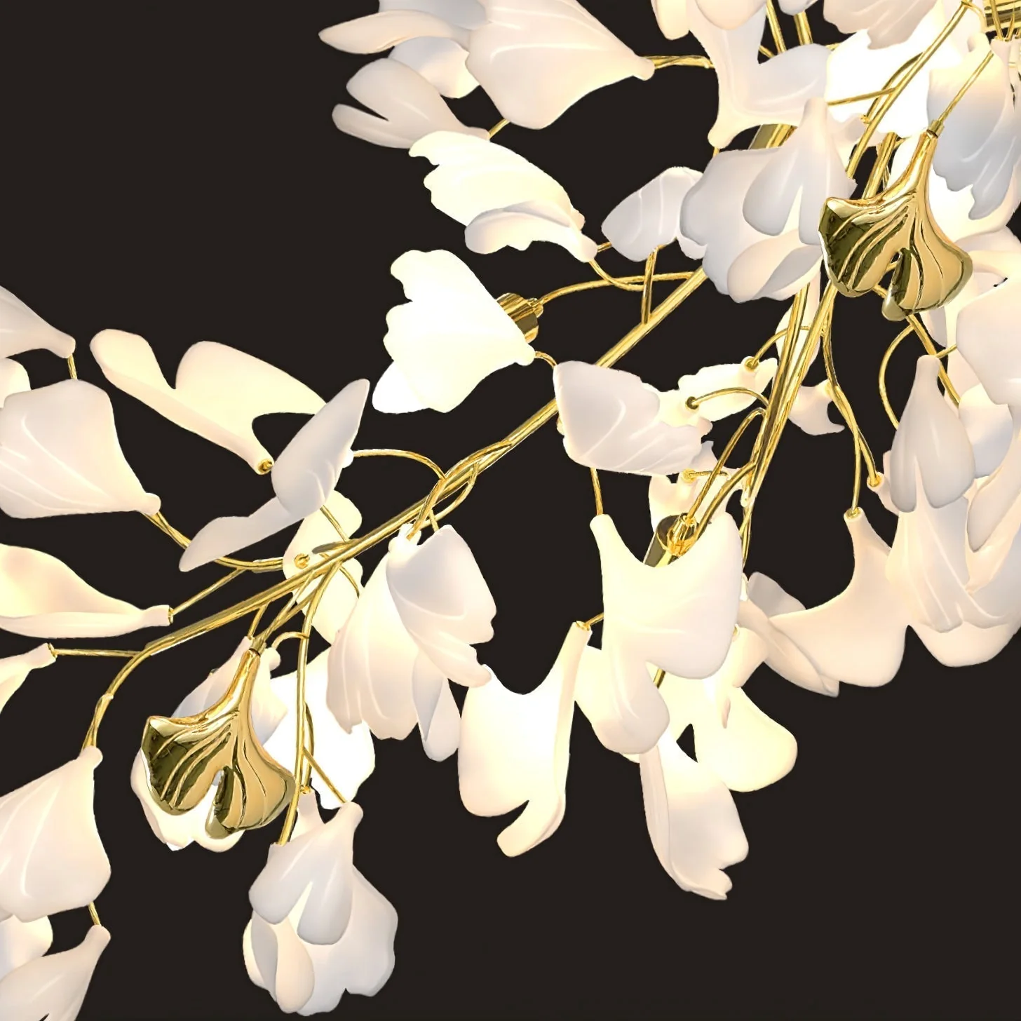 Olivia Ceramic Gingko Chandelier Luxury Hotel Staircase - Image 78