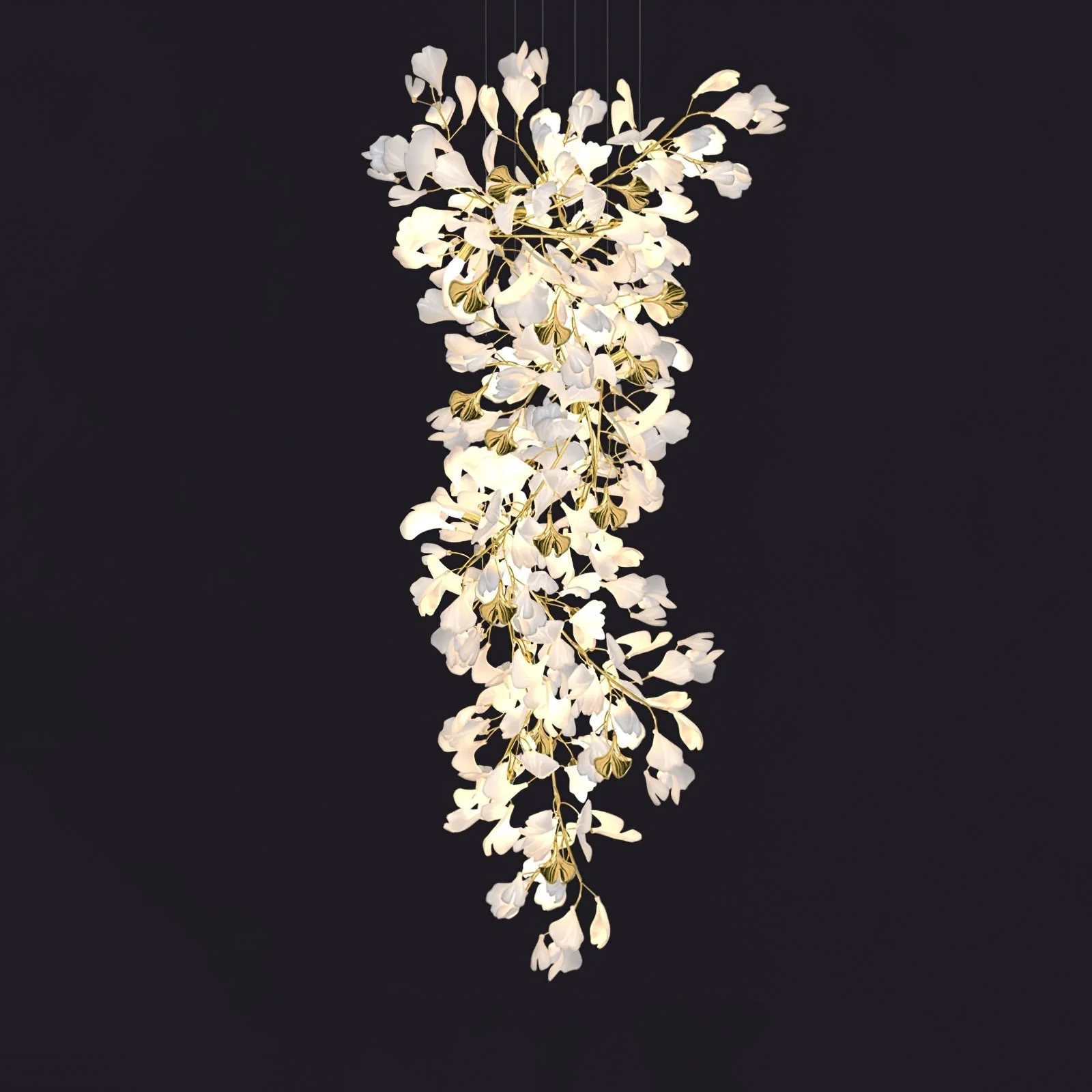 Olivia Ceramic Gingko Chandelier Luxury Hotel Staircase - Image 79