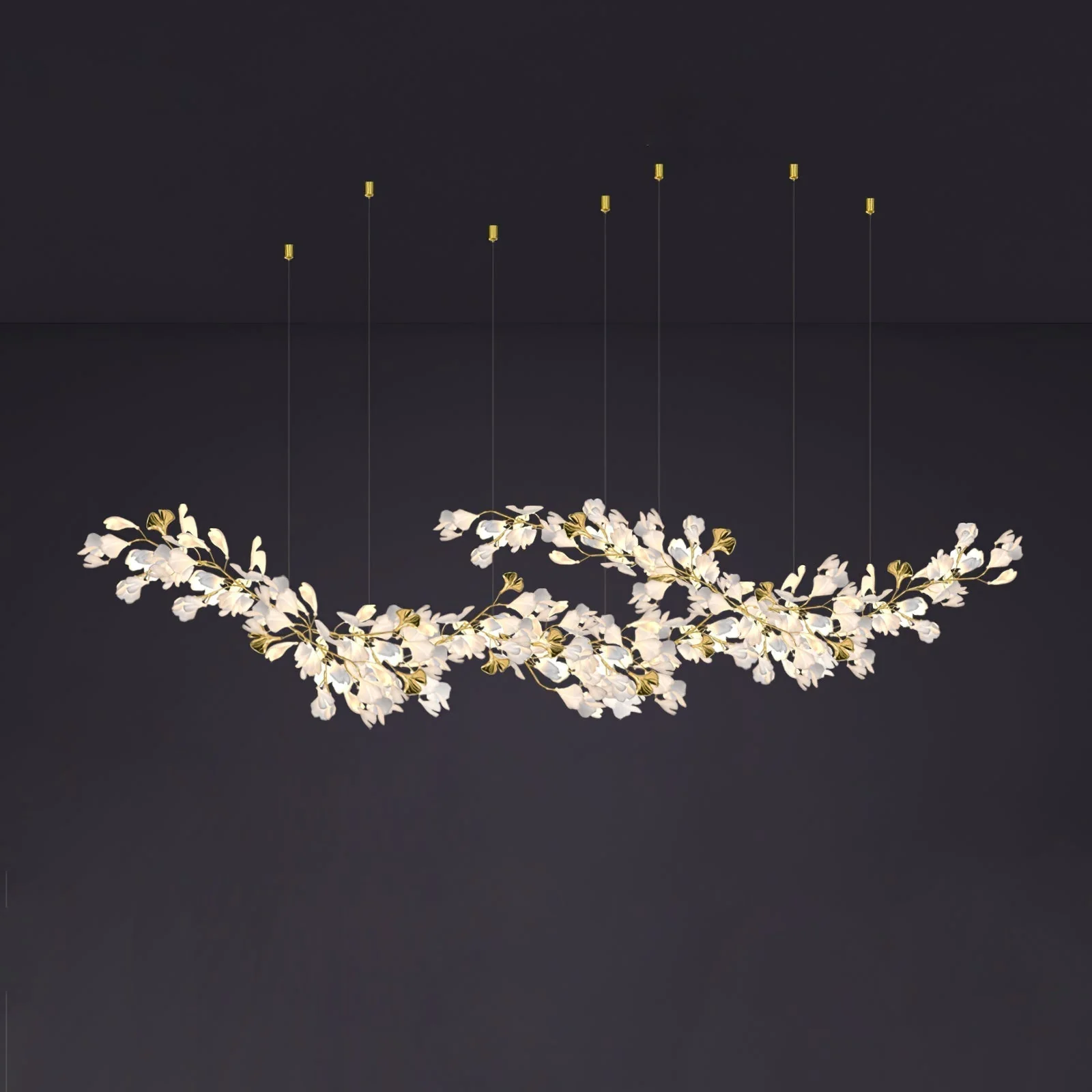 Olivia Ceramic Gingko Chandelier Luxury Hotel Staircase - Image 83