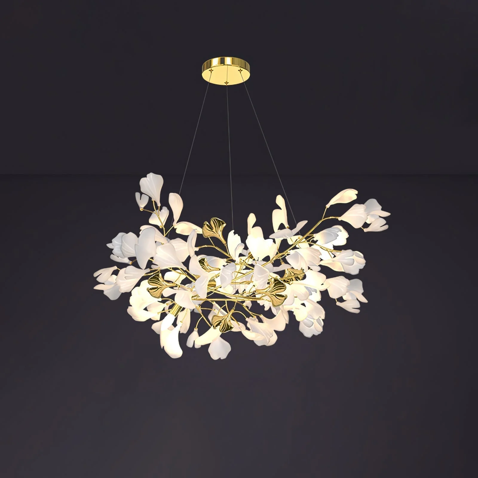 Olivia Ceramic Gingko Chandelier Luxury Hotel Staircase - Image 9