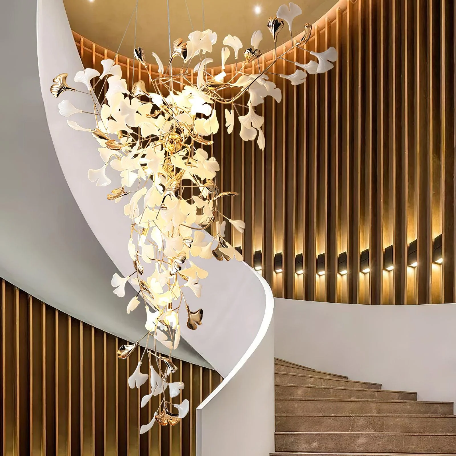 Olivia Ceramic Gingko Chandelier Tip Flying - Image 4