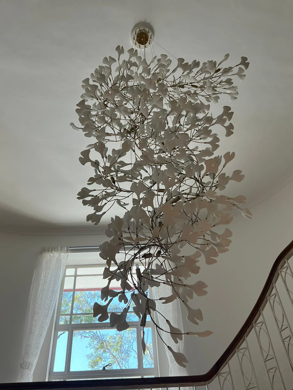Olivia Ceramic Gingko  Cluster  Chandelier  Brass Floral - Image 2