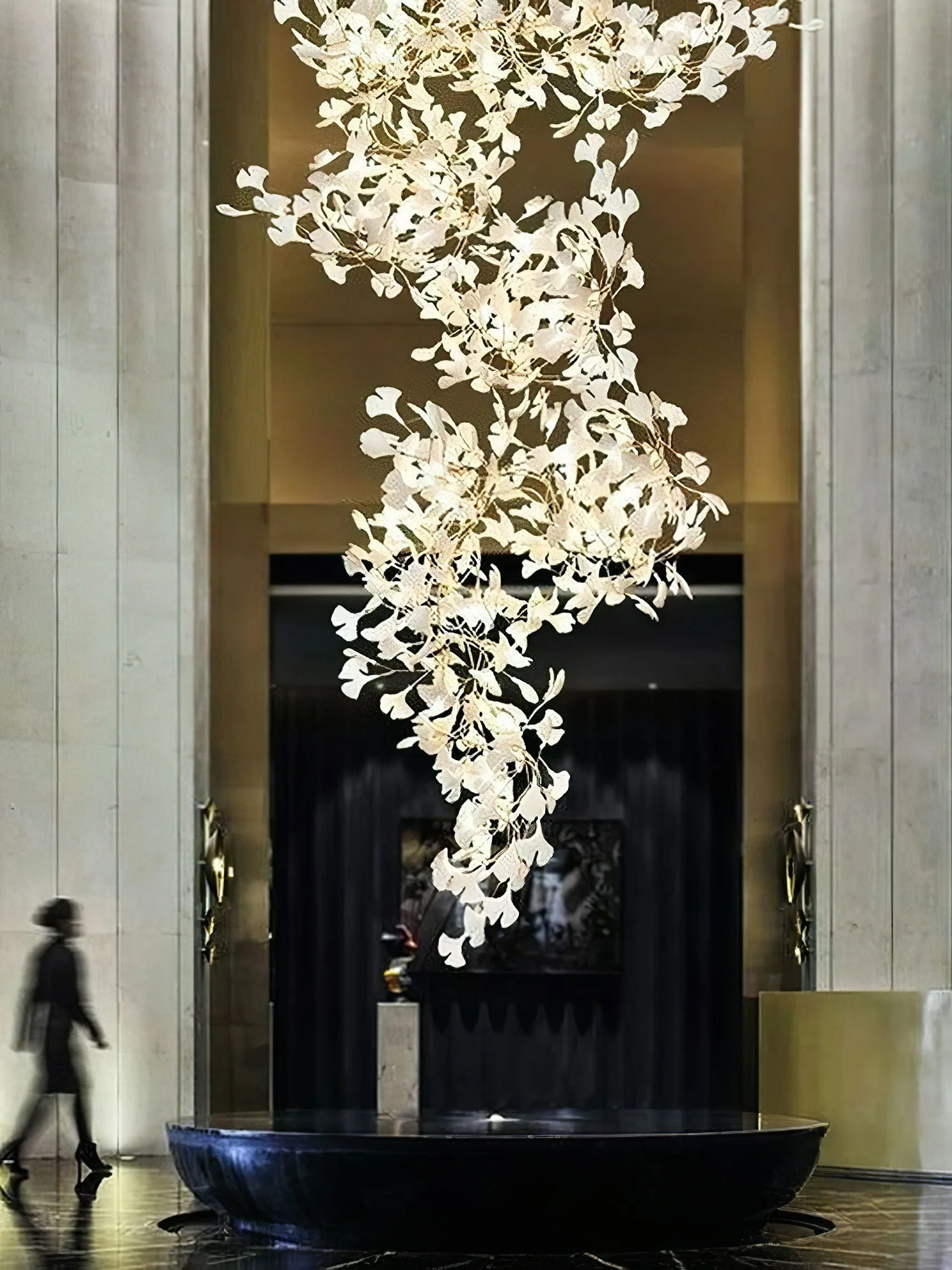 Olivia Ceramic Gingko  Cluster  Chandelier  Brass Floral - Image 33