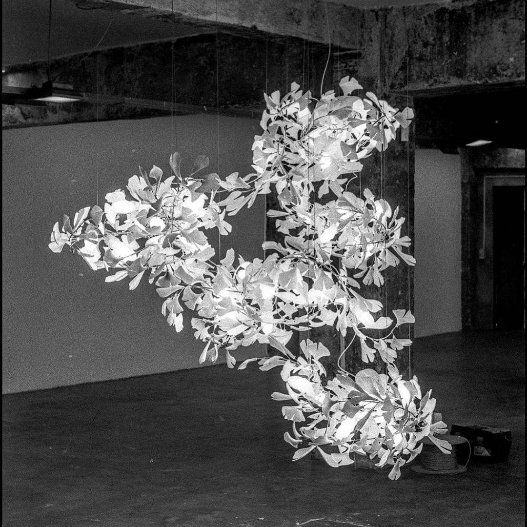 Olivia Ceramic Gingko  Cluster  Chandelier  Brass Floral - Image 34