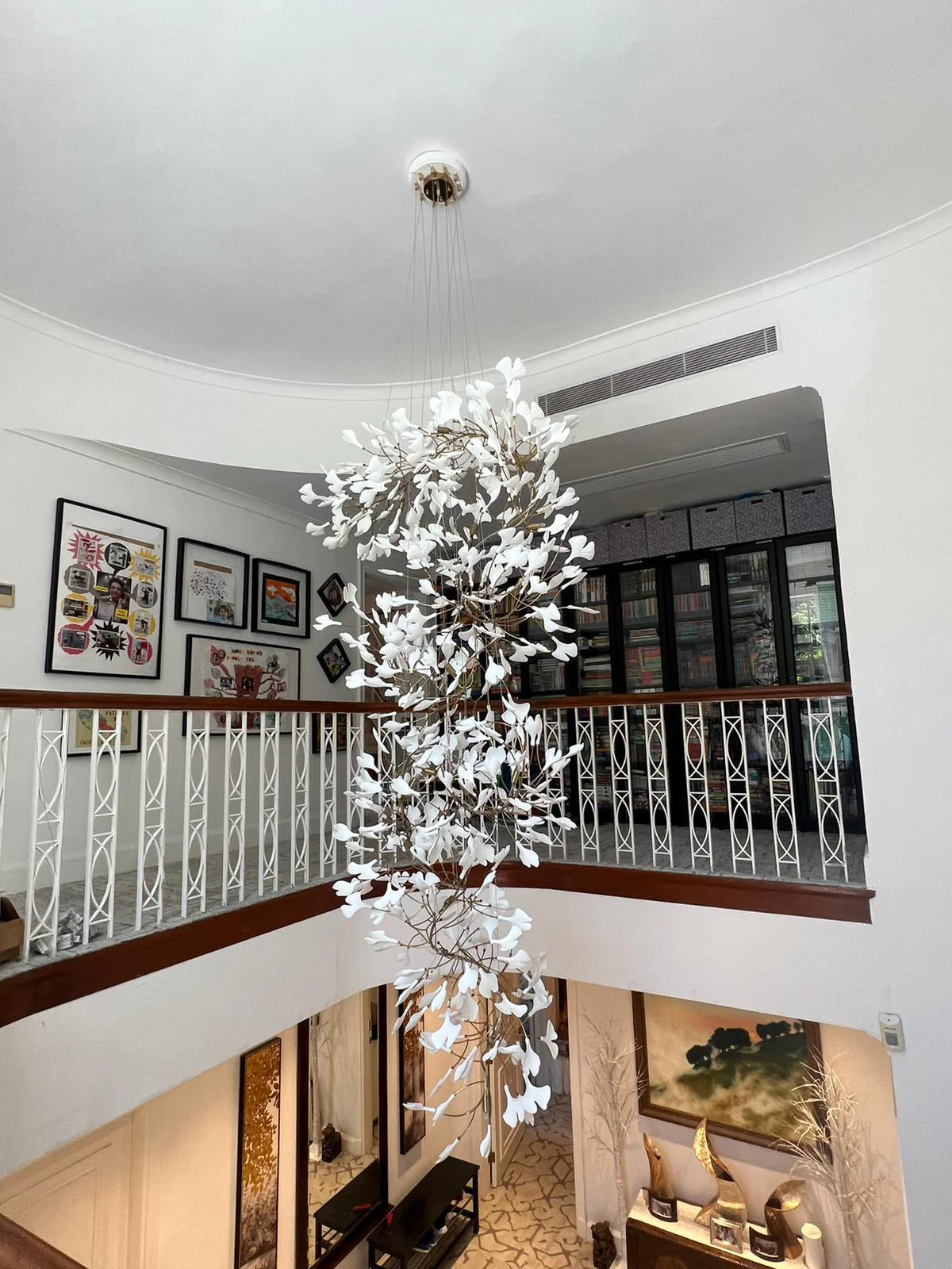 Olivia Ceramic Gingko  Cluster  Chandelier  Brass Floral - Image 40