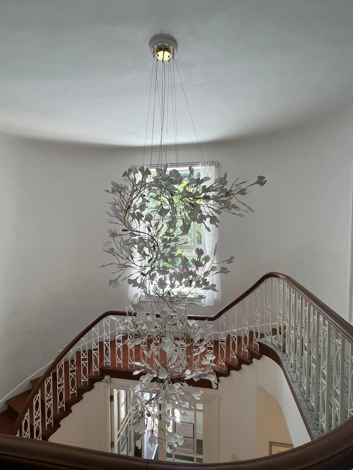 Olivia Ceramic Gingko  Cluster  Chandelier  Brass Floral - Image 41