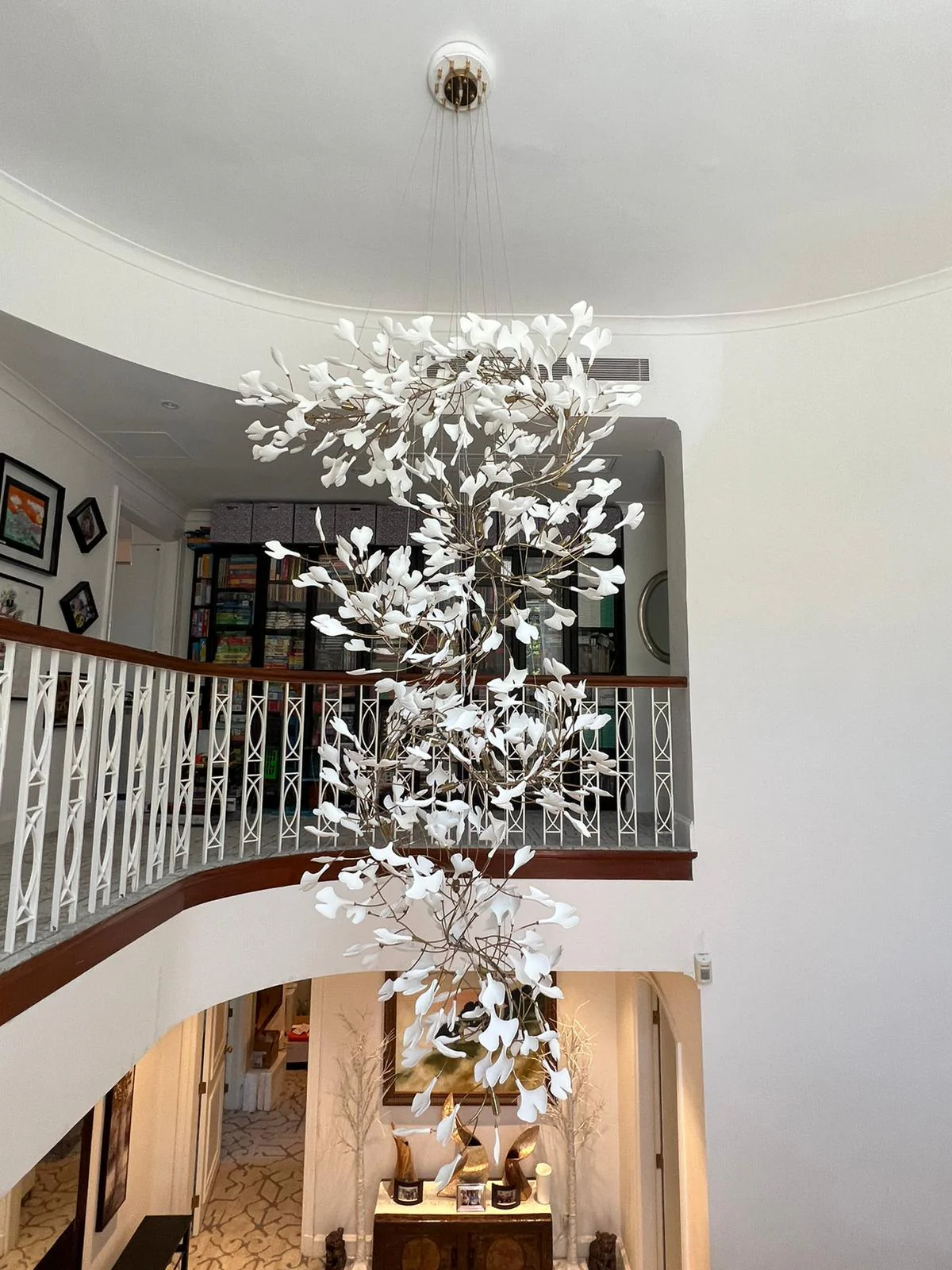 Olivia Ceramic Gingko  Cluster  Chandelier  Brass Floral - Image 42