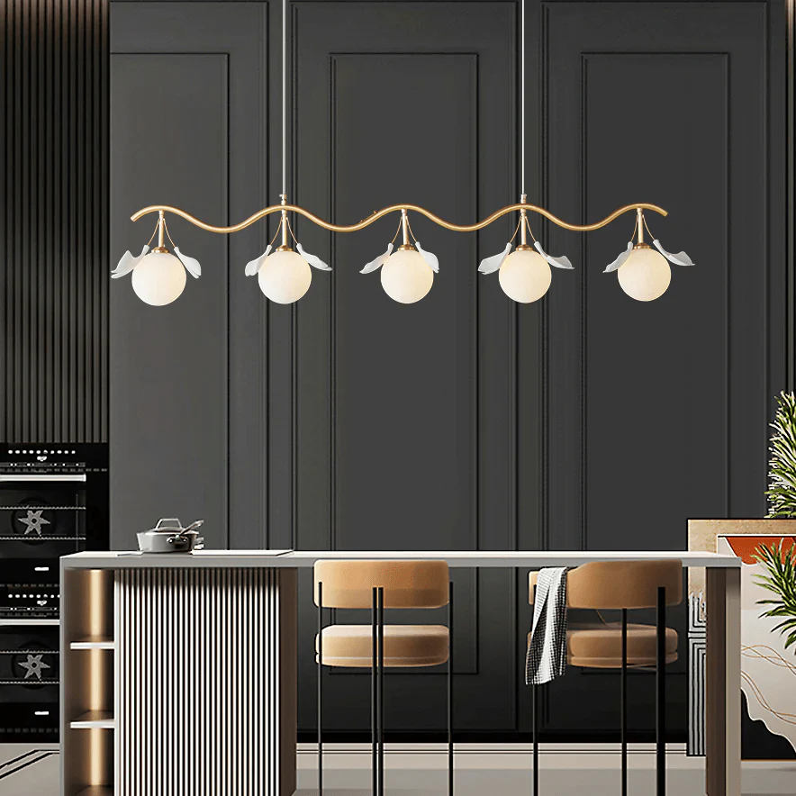 Olivia Ceramic Gingko Floral Brass Chandelier - Image 30