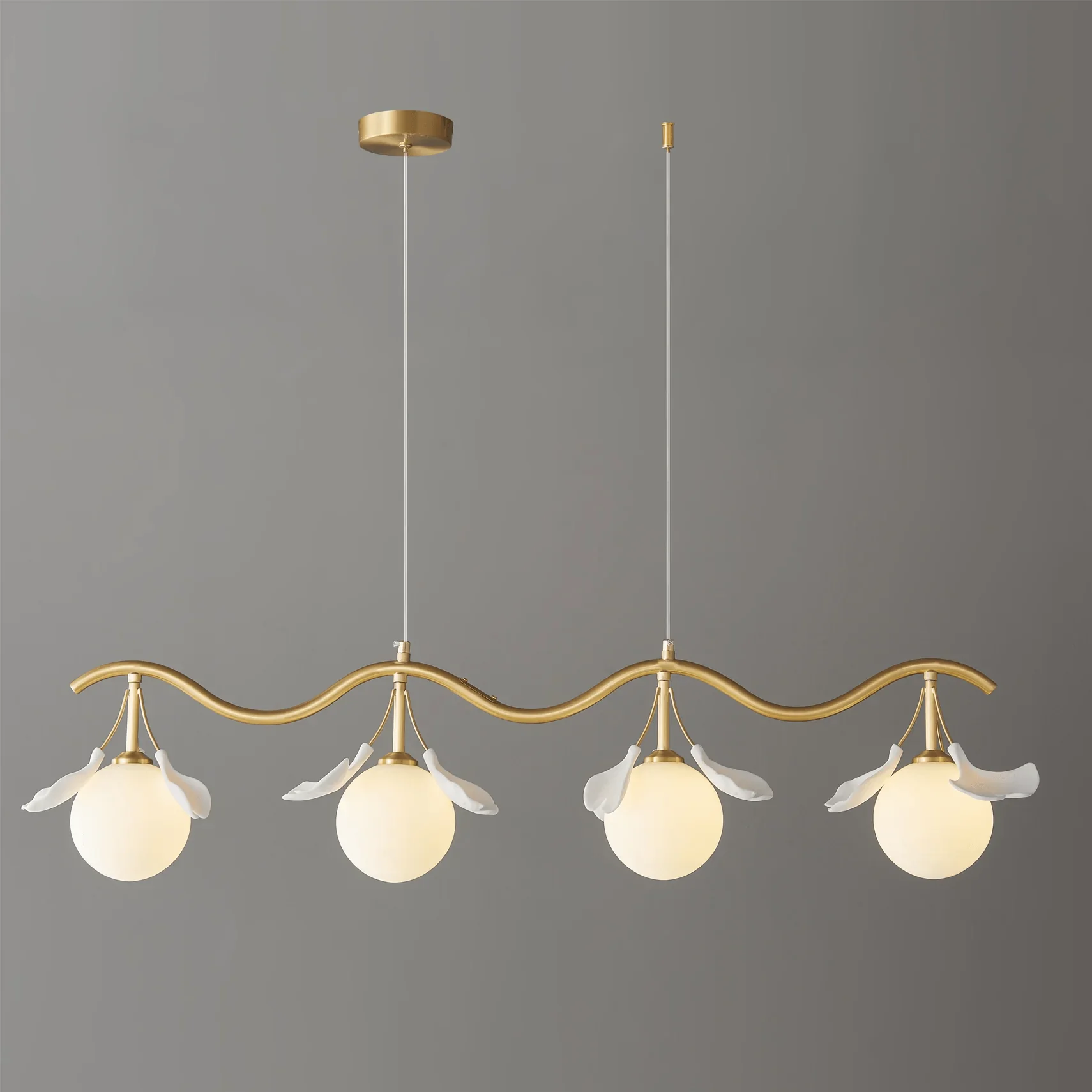 Olivia Ceramic Gingko Floral Brass Chandelier - Image 37