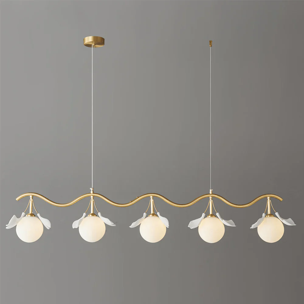 Olivia Ceramic Gingko Floral Brass Chandelier - Image 38