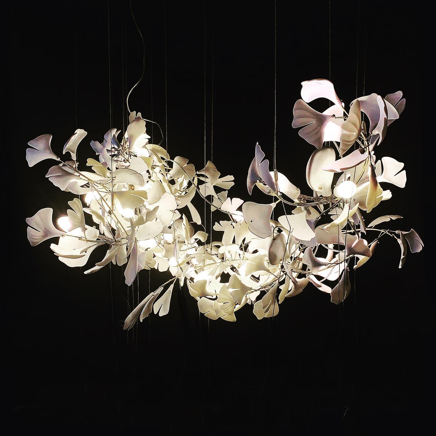 Olivia Ceramic Gingko Leaf Chandelier Branch-like Design - Image 11