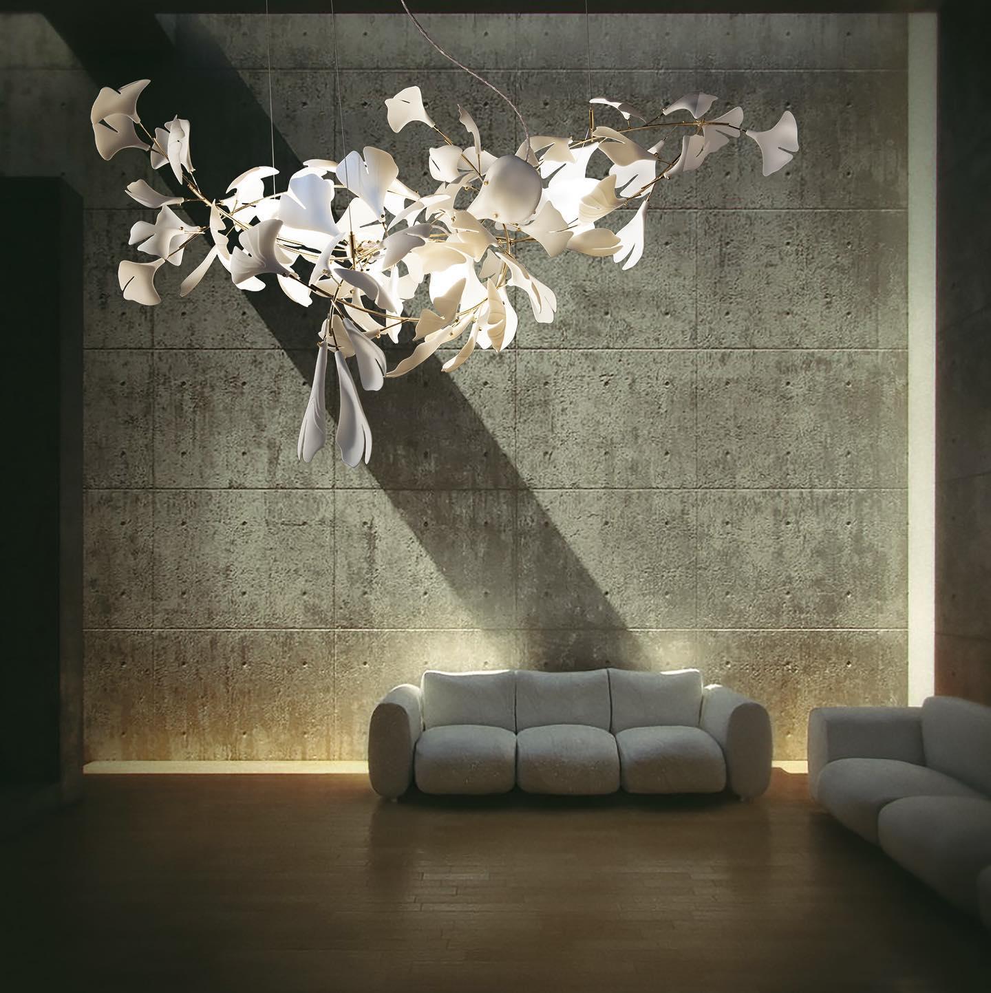 Olivia Ceramic Gingko Leaf Chandelier Branch-like Design - Image 12