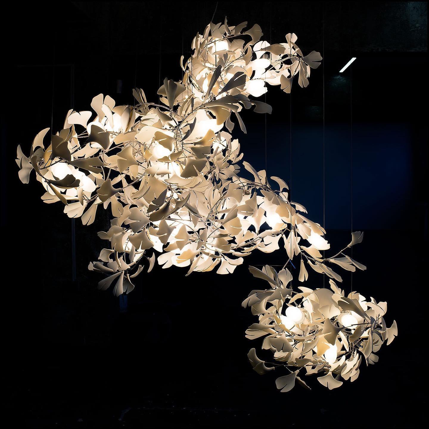 Olivia Ceramic Gingko Leaf Chandelier Branch-like Design - Image 13
