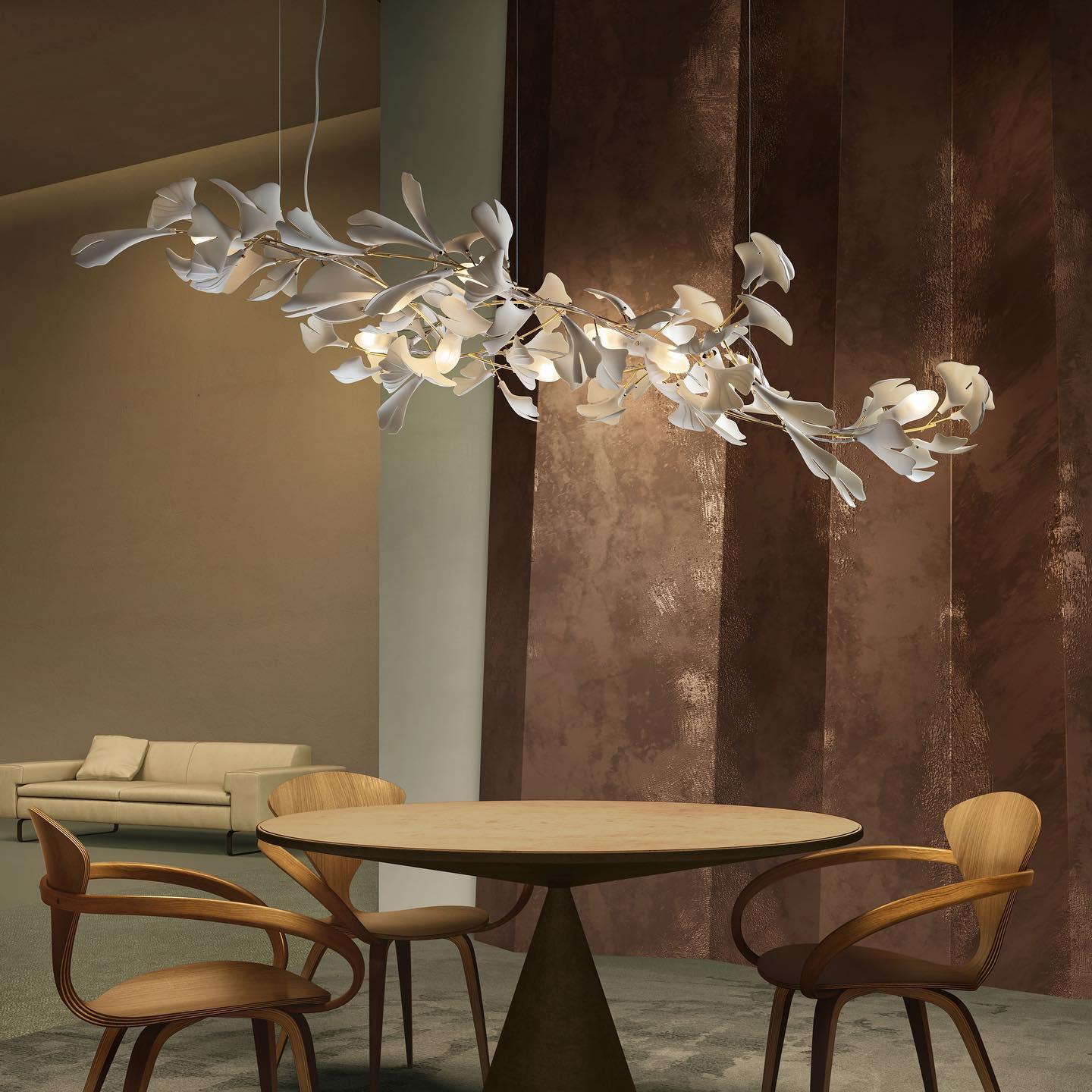 Olivia Ceramic Gingko Leaf Chandelier Branch-like Design - Image 14