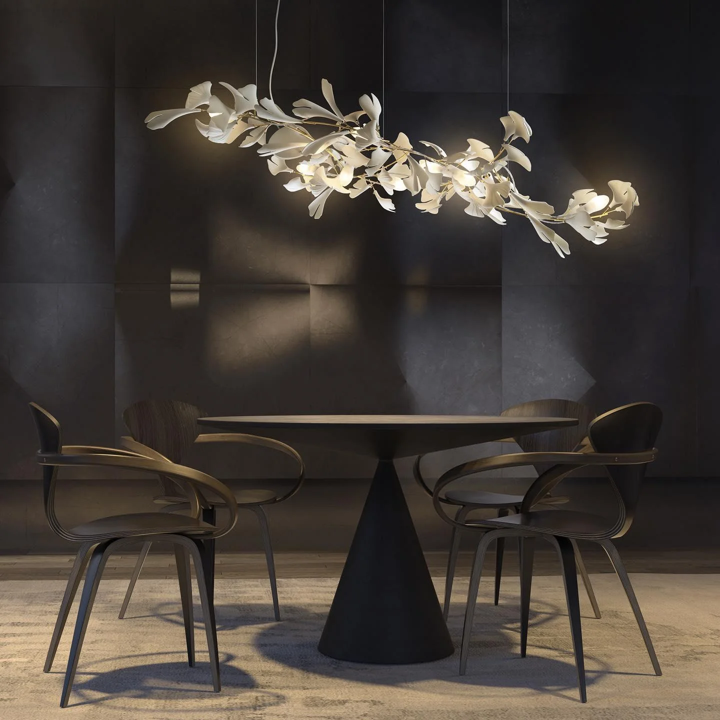 Olivia Ceramic Gingko Leaf Chandelier Branch-like Design - Image 2