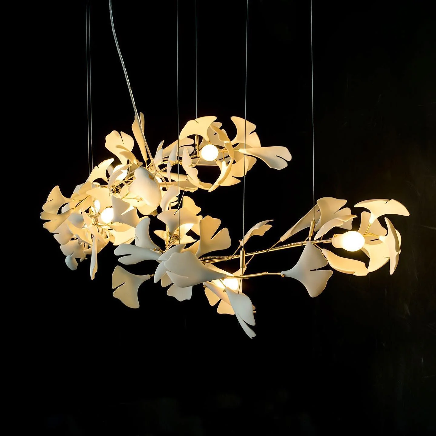 Olivia Ceramic Gingko Leaf Chandelier Branch-like Design - Image 23
