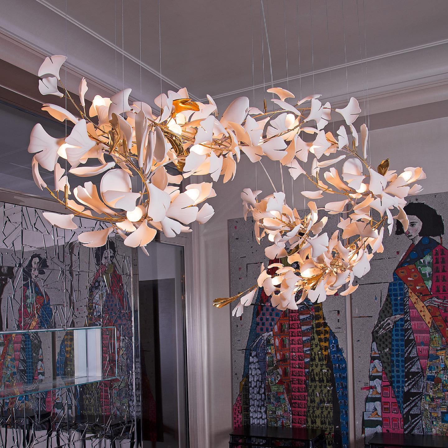 Olivia Ceramic Gingko Leaf Chandelier Branch-like Design - Image 30