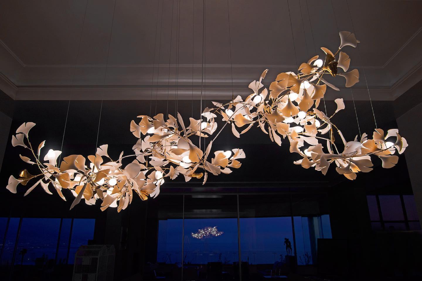 Olivia Ceramic Gingko Leaf Chandelier Branch-like Design - Image 31