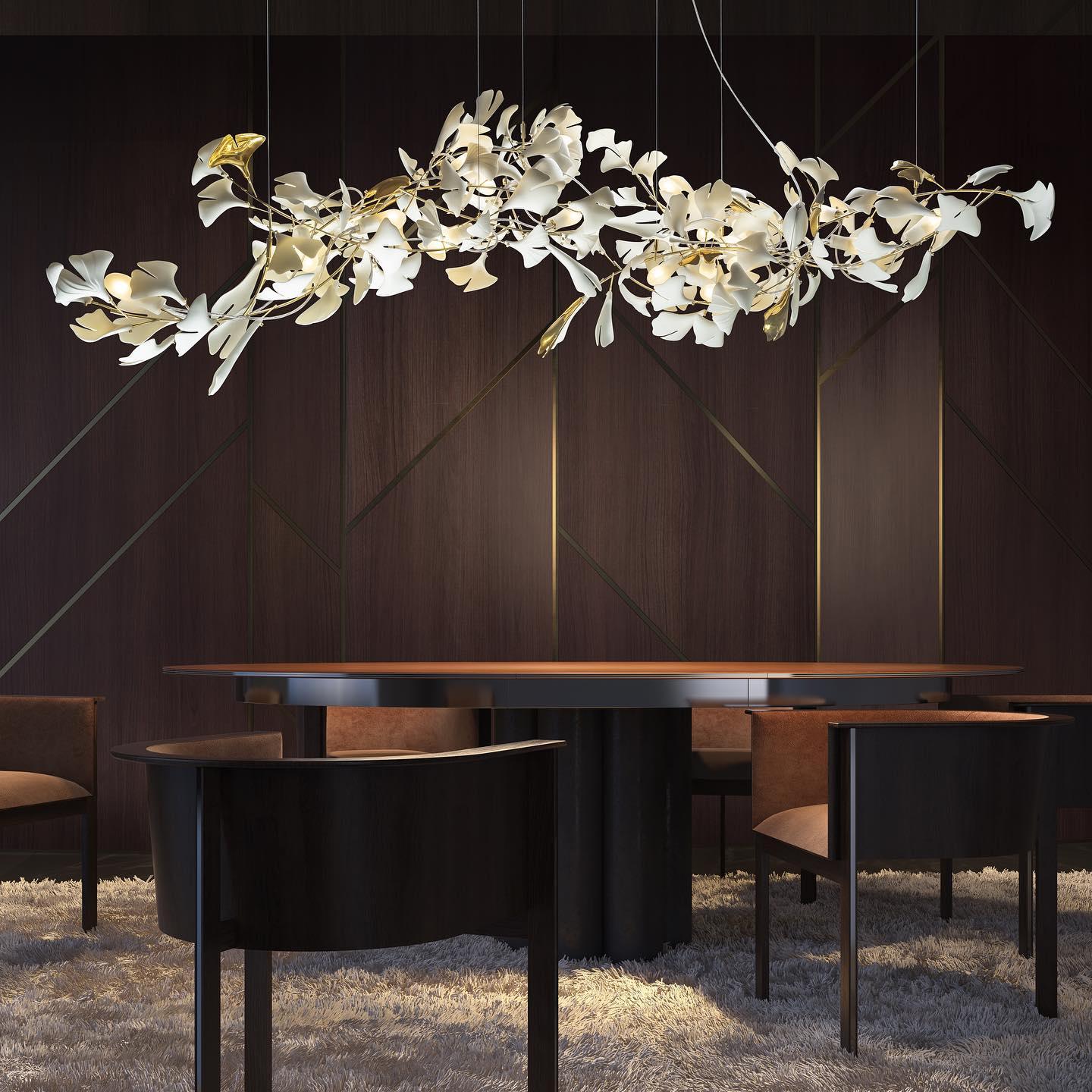 Olivia Ceramic Gingko Leaf Chandelier Branch-like Design - Image 34