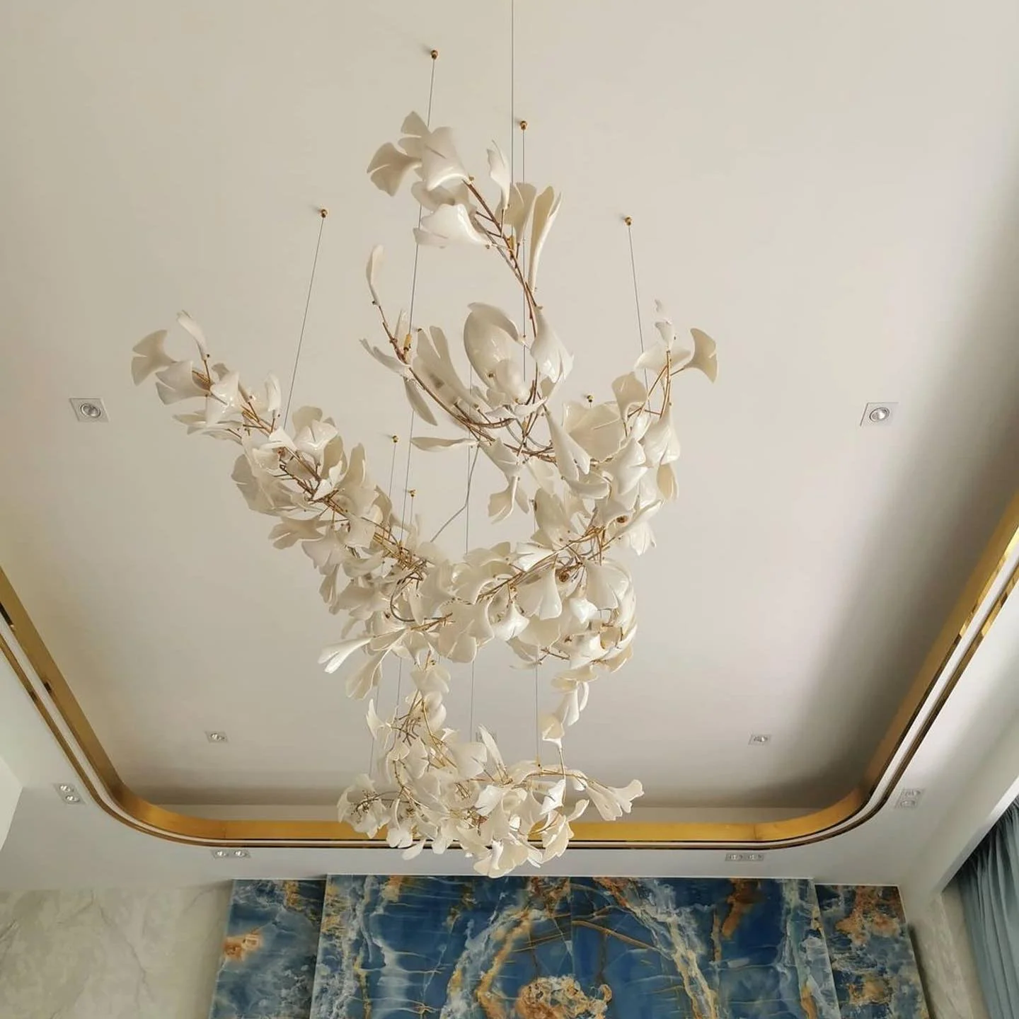 Olivia Ceramic Gingko Leaf Chandelier Branch-like Design - Image 37
