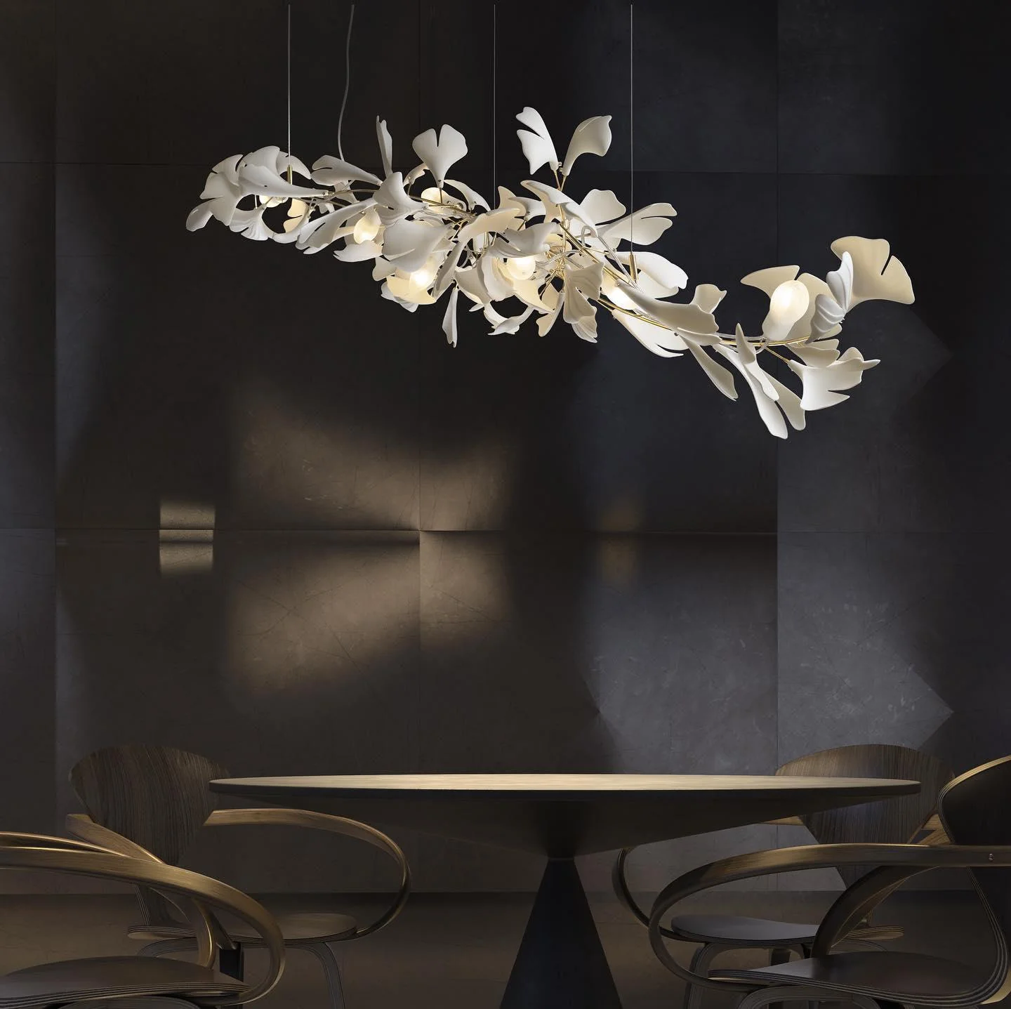 Olivia Ceramic Gingko Leaf Chandelier Branch-like Design - Image 50