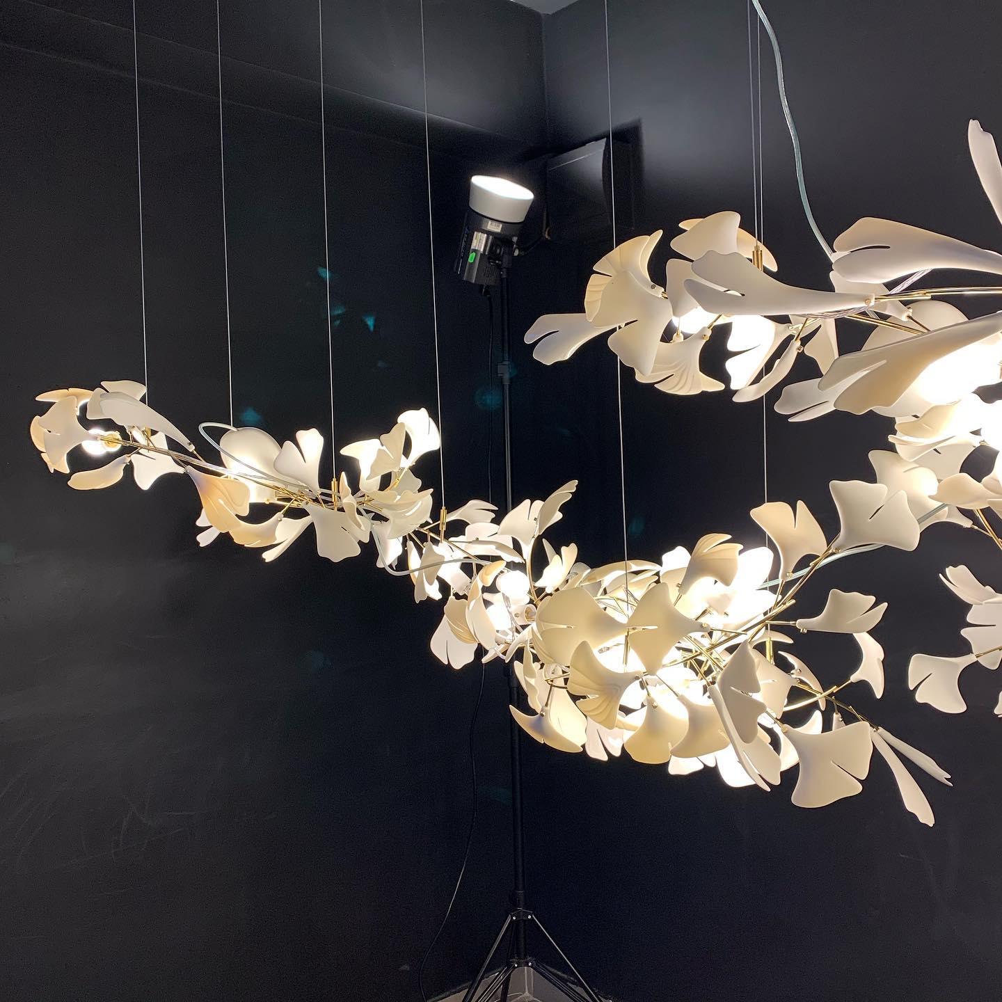 Olivia Ceramic Gingko Leaf Chandelier Branch-like Design - Image 6