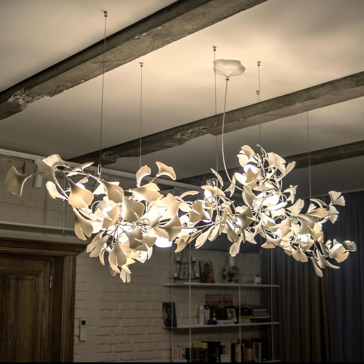 Olivia Ceramic Gingko Leaf Chandelier Branch-like Design - Image 7