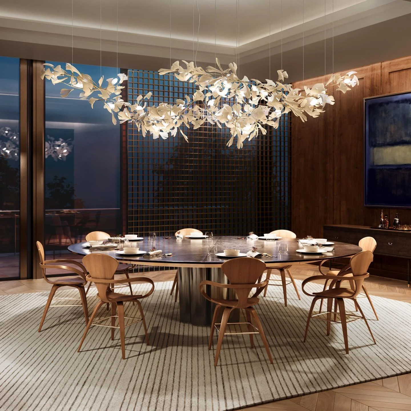 Olivia Ceramic Gingko Leaf Chandelier Branch-like Design - Image 8