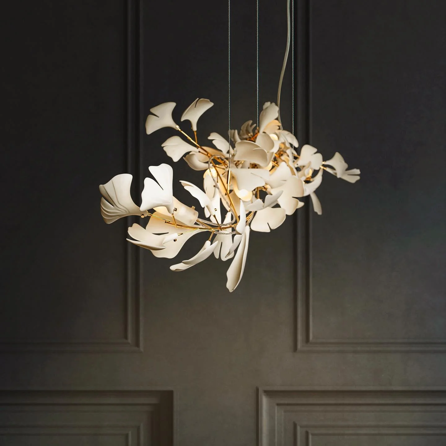Olivia Ceramic Gingko Leaf Chandelier Branch-like Design - Image 9