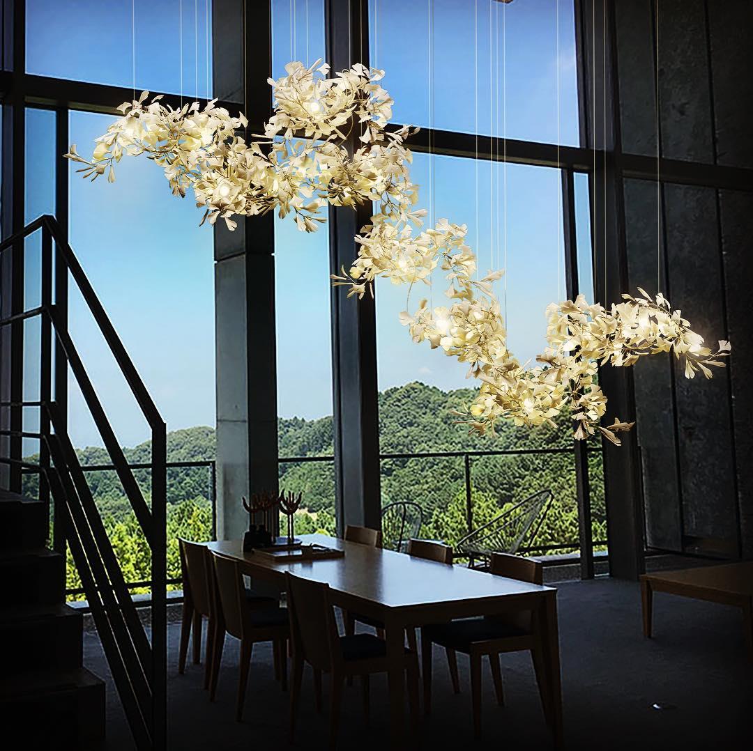 Olivia Ceramic Gingko Leaf Combination Chandelier Wave-Shape - Image 12