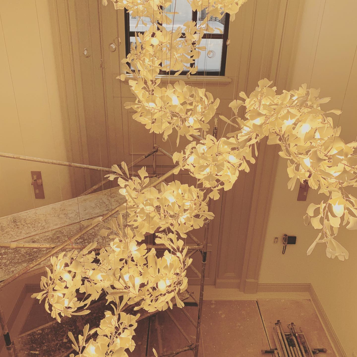 Olivia Ceramic Gingko Leaf Combination Chandelier Wave-Shape - Image 14