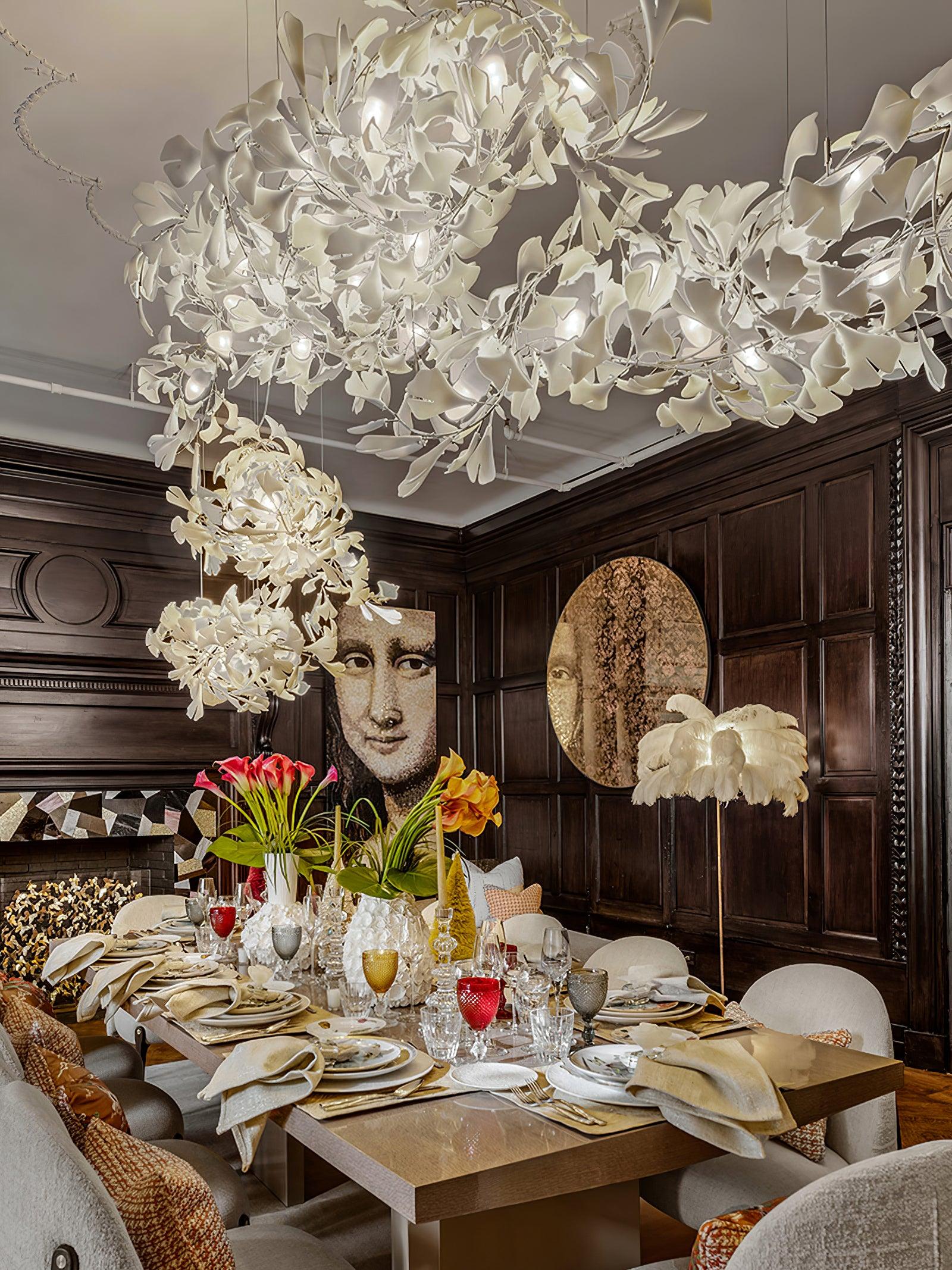 Olivia Ceramic Gingko Leaf Combination Chandelier Wave-Shape - Image 22