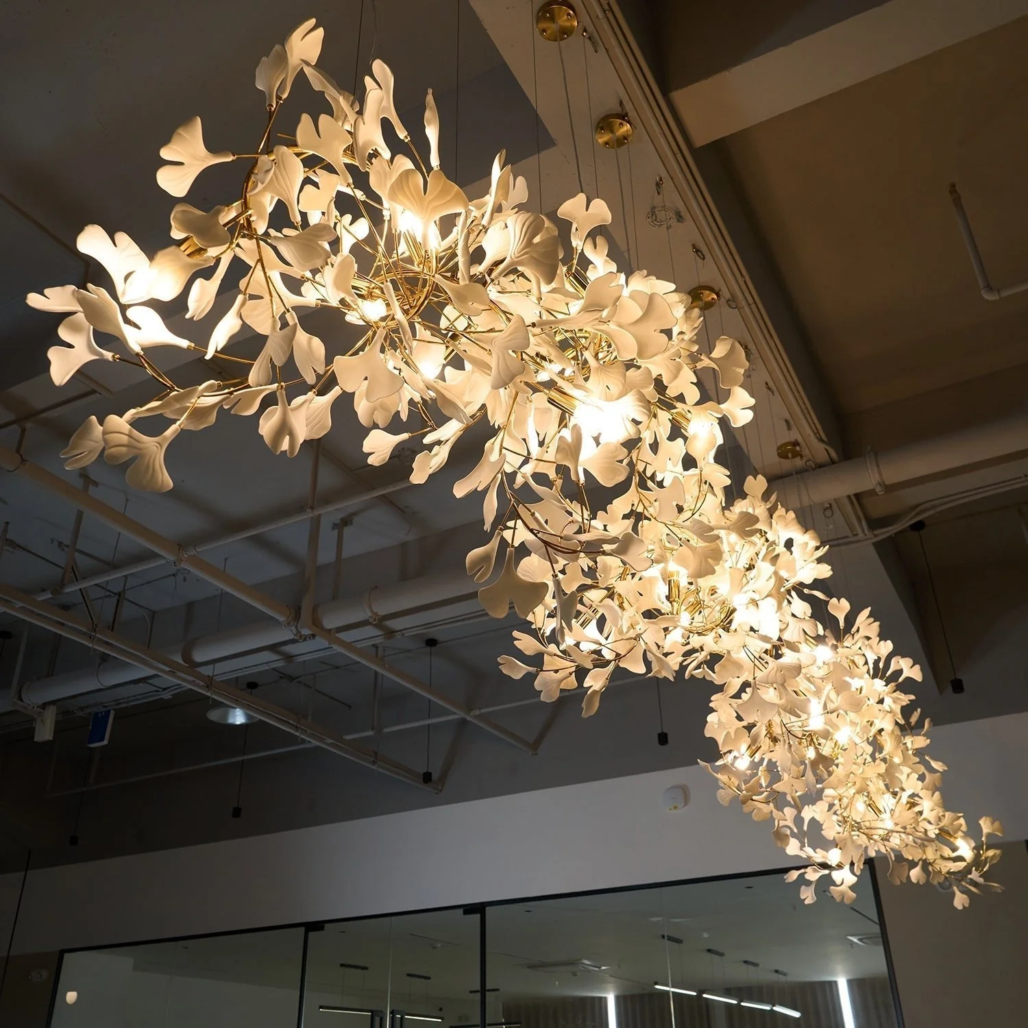 Olivia Ceramic Gingko Leaf Combination Chandelier Wave-Shape - Image 39