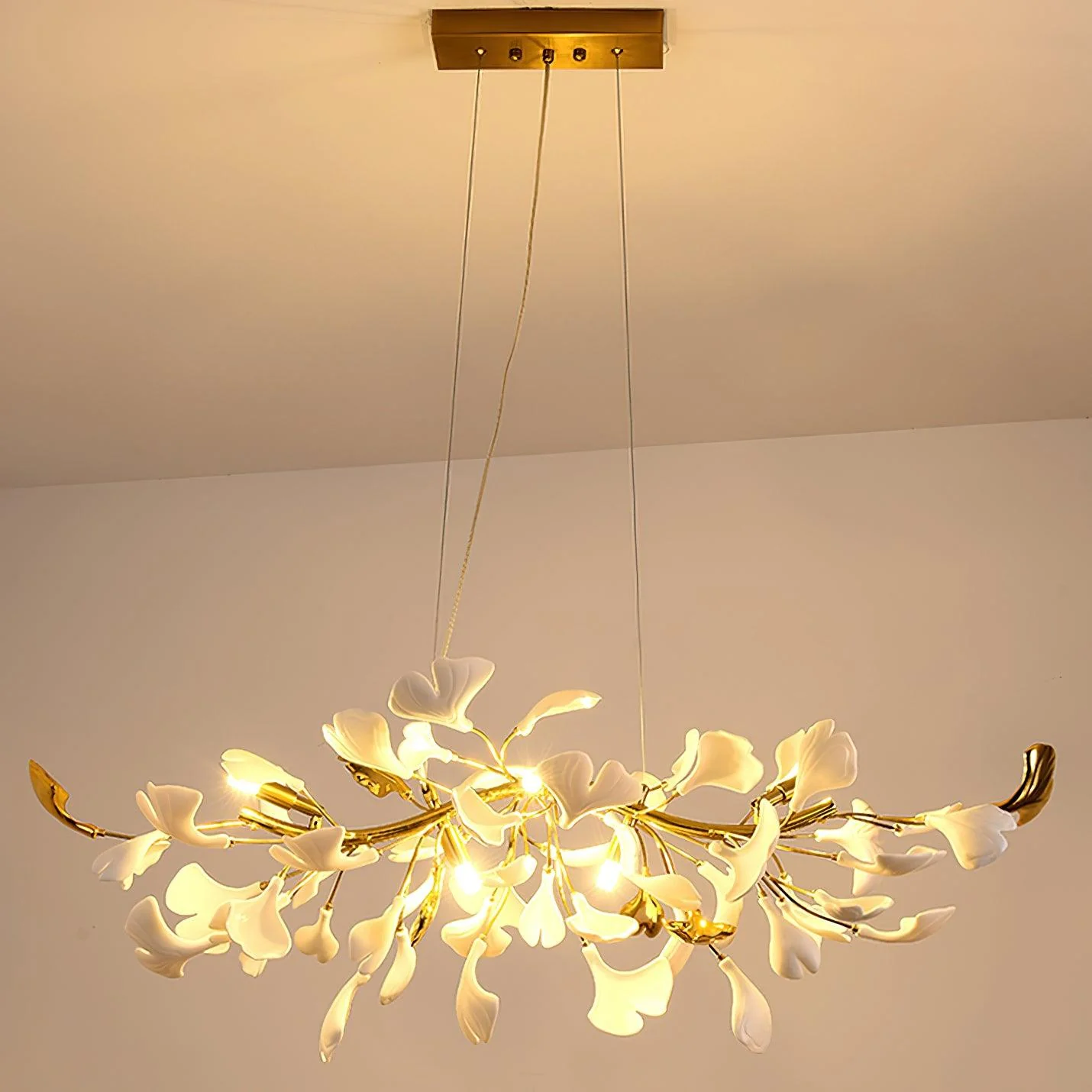 Olivia Ceramic Gingko Linear Chandelier - Image 23
