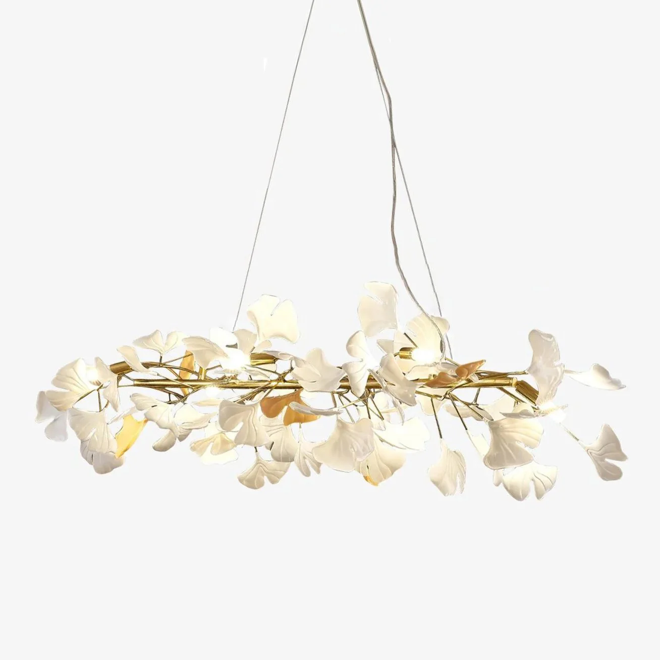 Olivia Ceramic Gingko Linear Minimalist Chandelier