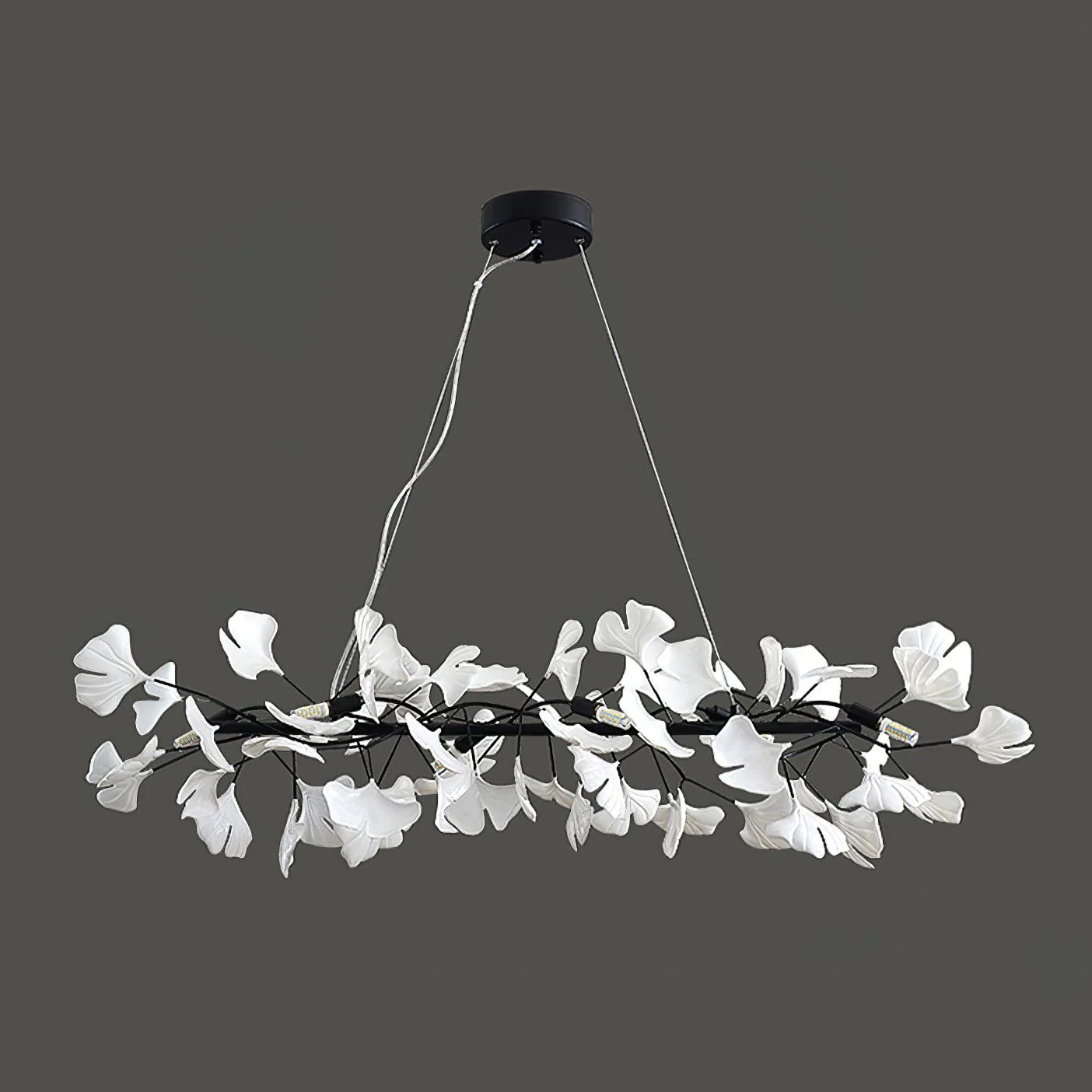 Olivia Ceramic Gingko Linear Minimalist Chandelier - Image 2